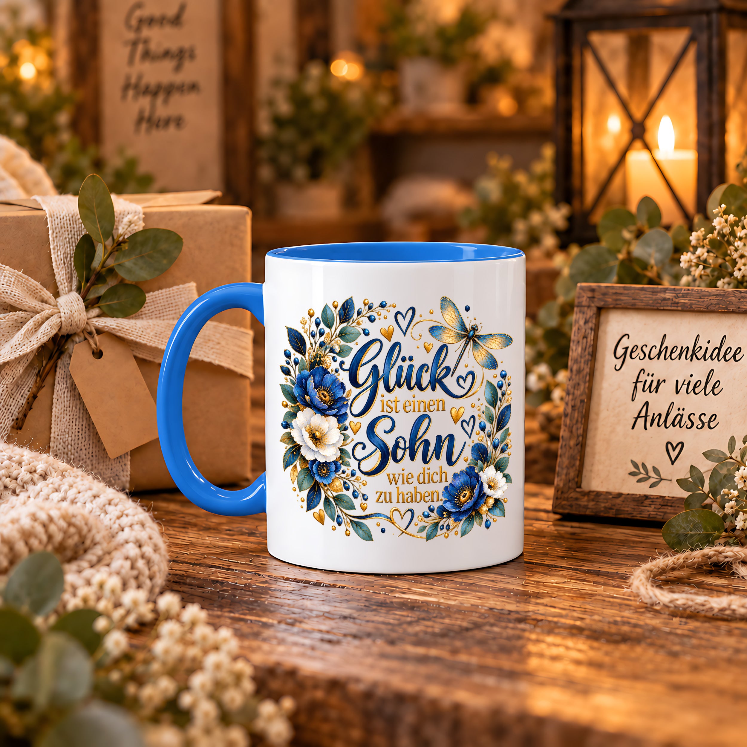 Herzbotschaft Tasse Sohn, Glück ist einen Sohn wie dich zu haben – Geschenk