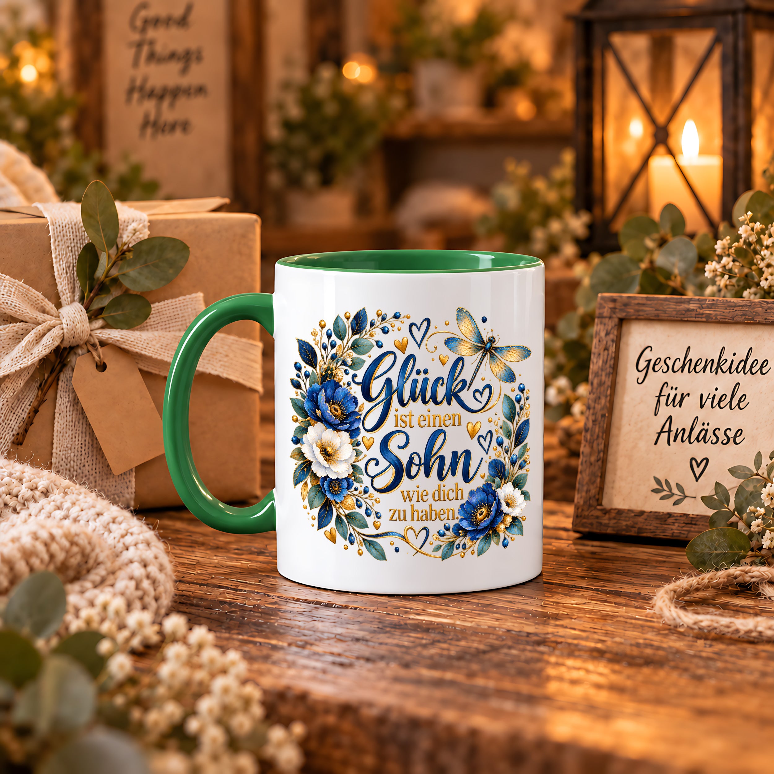 Herzbotschaft Tasse Sohn, Glück ist einen Sohn wie dich zu haben – Geschenk