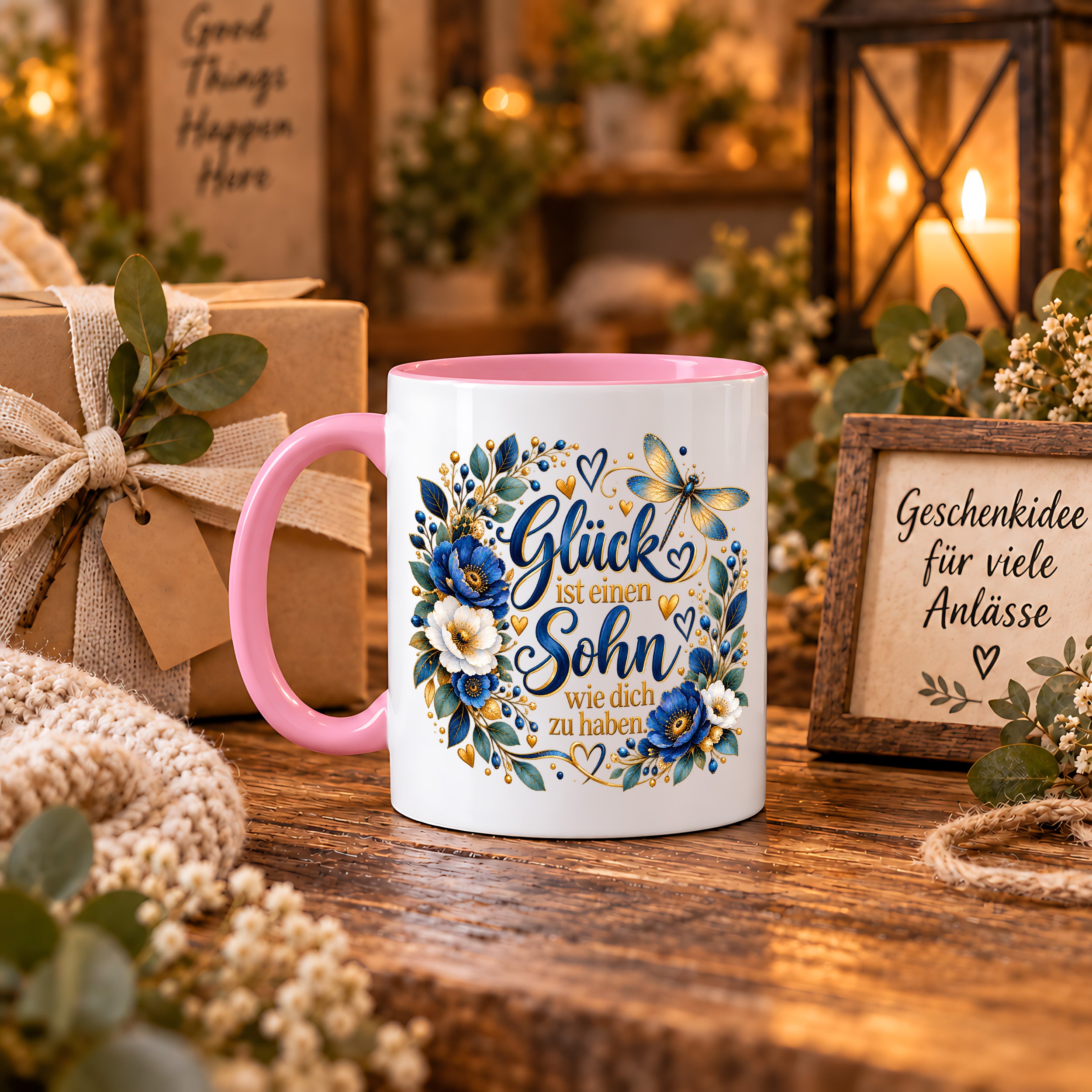 Herzbotschaft Tasse Sohn, Glück ist einen Sohn wie dich zu haben – Geschenk