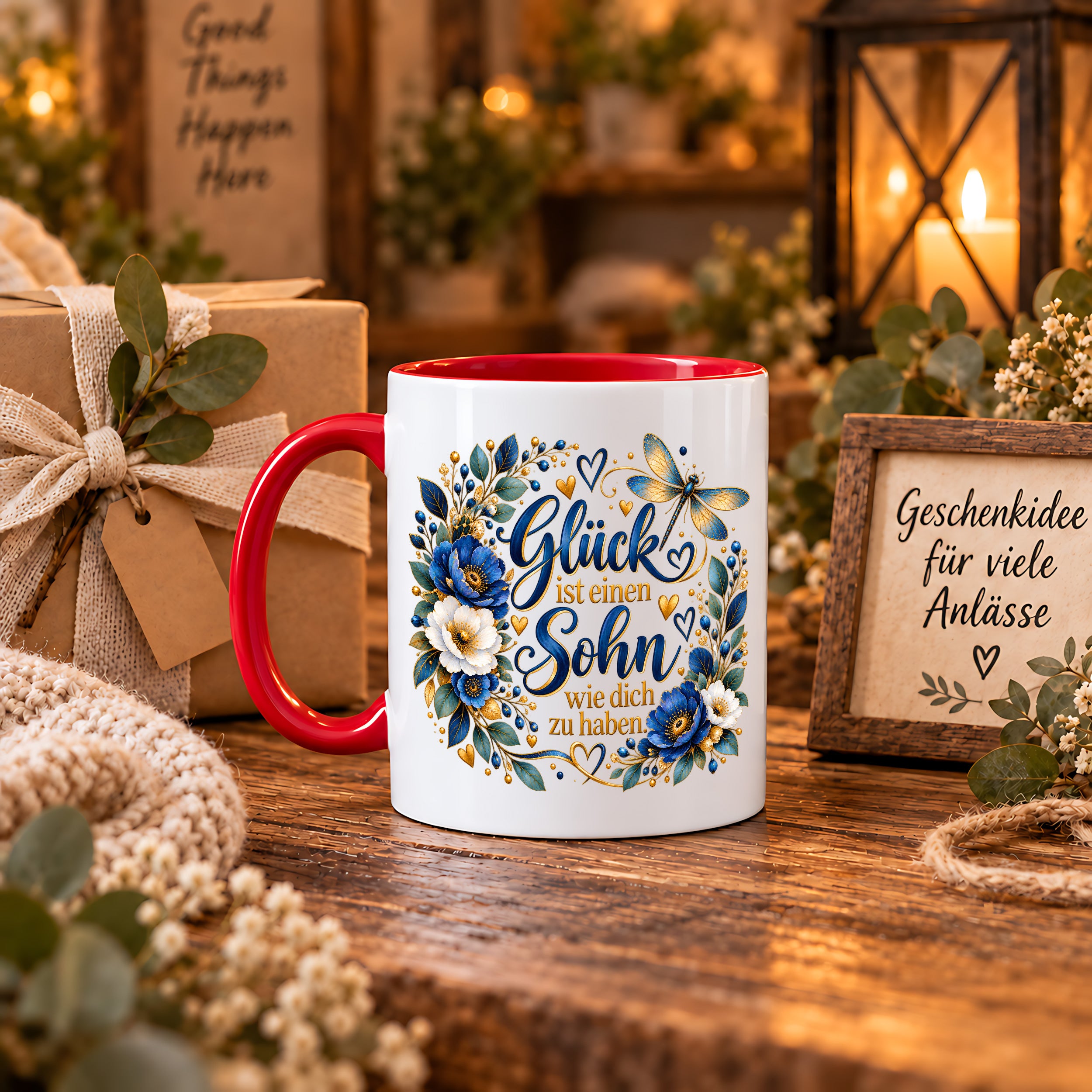 Herzbotschaft Tasse Sohn, Glück ist einen Sohn wie dich zu haben – Geschenk
