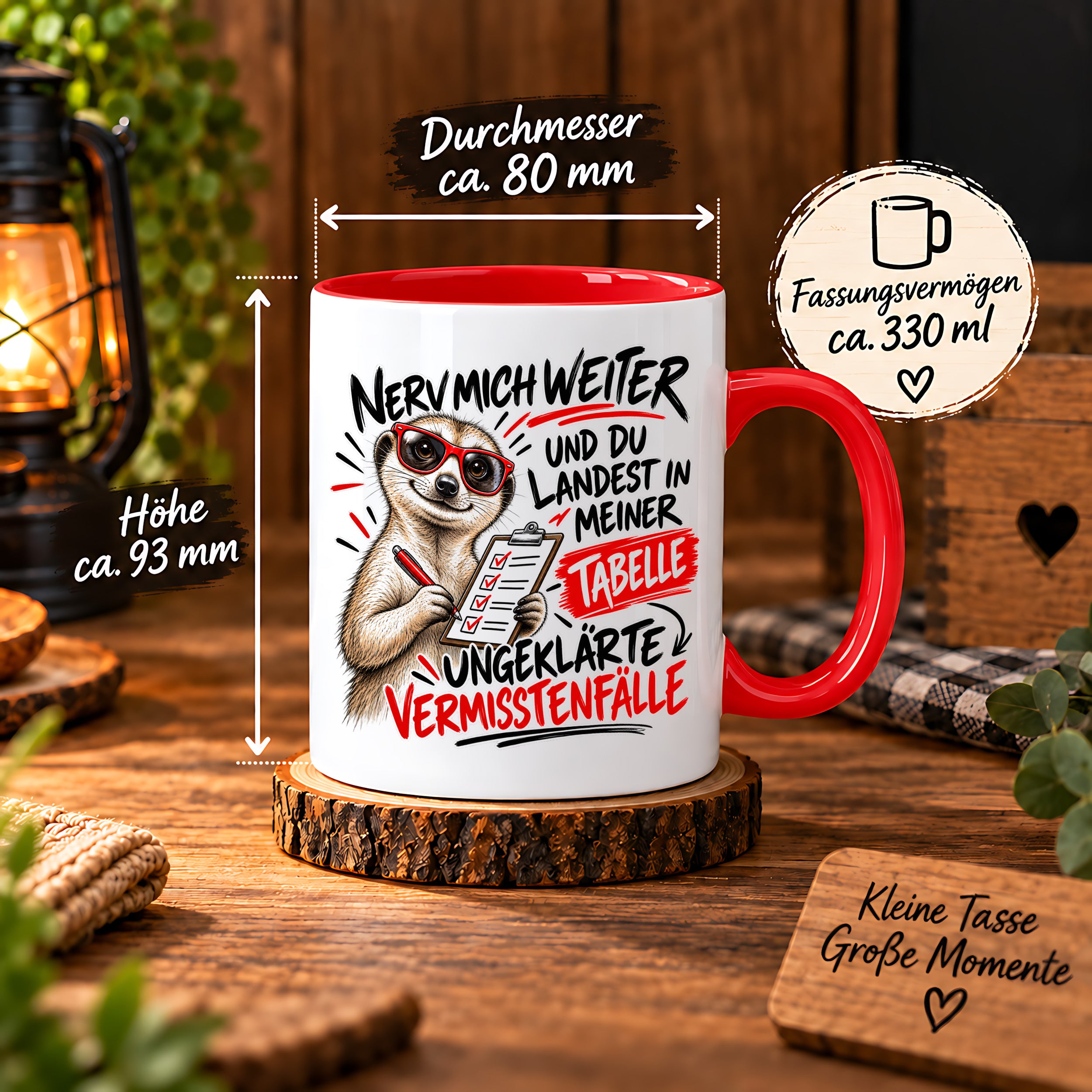 Herzbotschaft Tasse Nerv mich weiter – Lustige Erdmännchen Tasse Geschenk