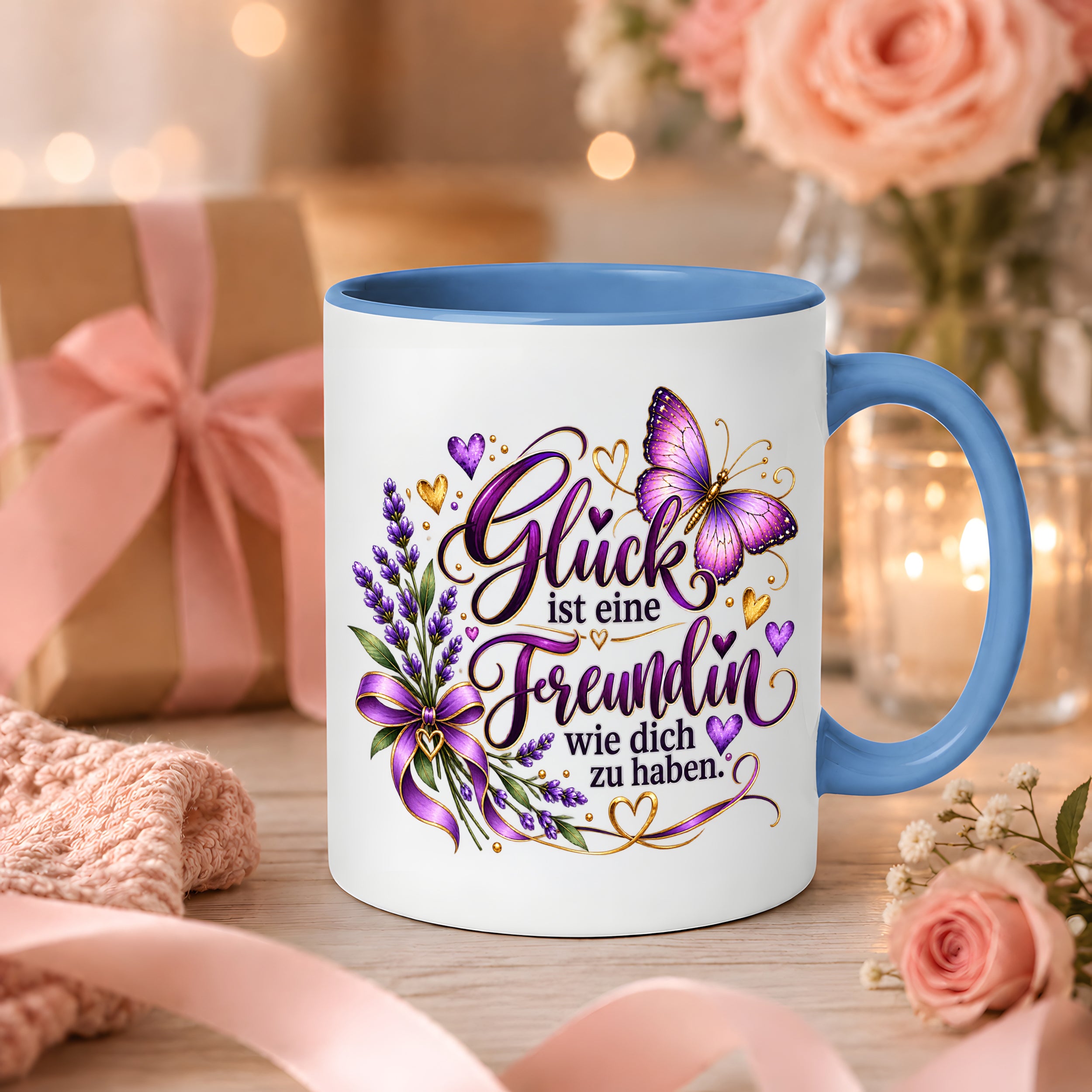 Herzbotschaft Tasse Freundin – Glück ist eine Freundin wie dich zu haben