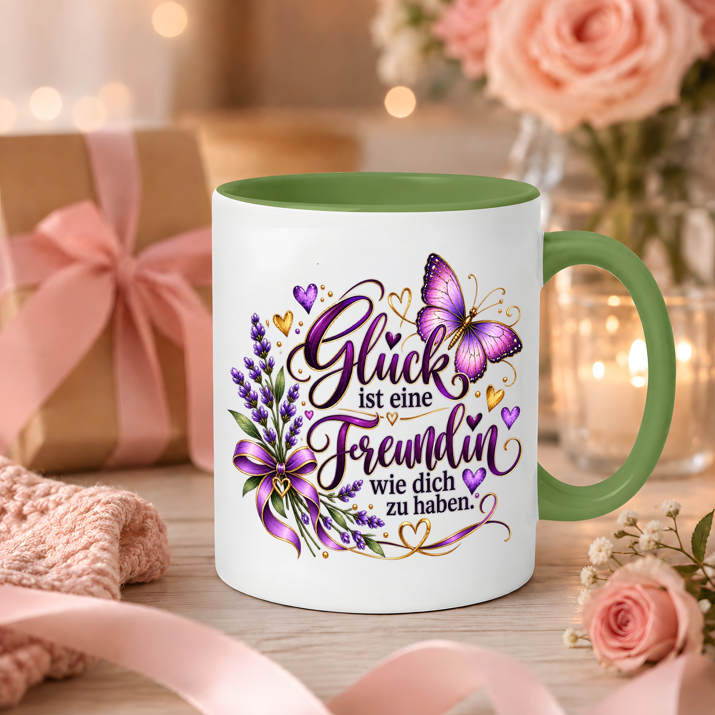 Herzbotschaft Tasse Freundin – Glück ist eine Freundin wie dich zu haben