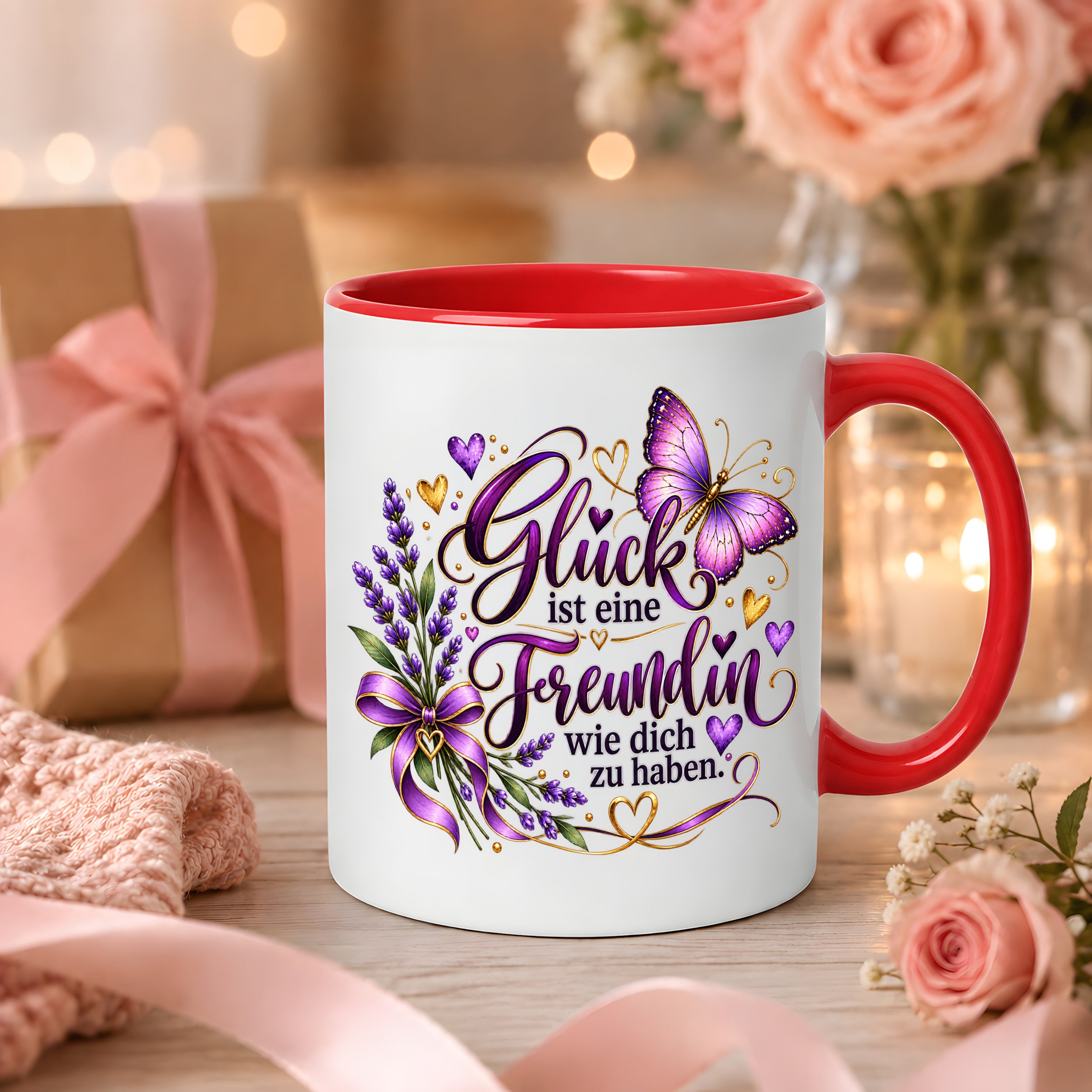 Herzbotschaft Tasse Freundin – Glück ist eine Freundin wie dich zu haben