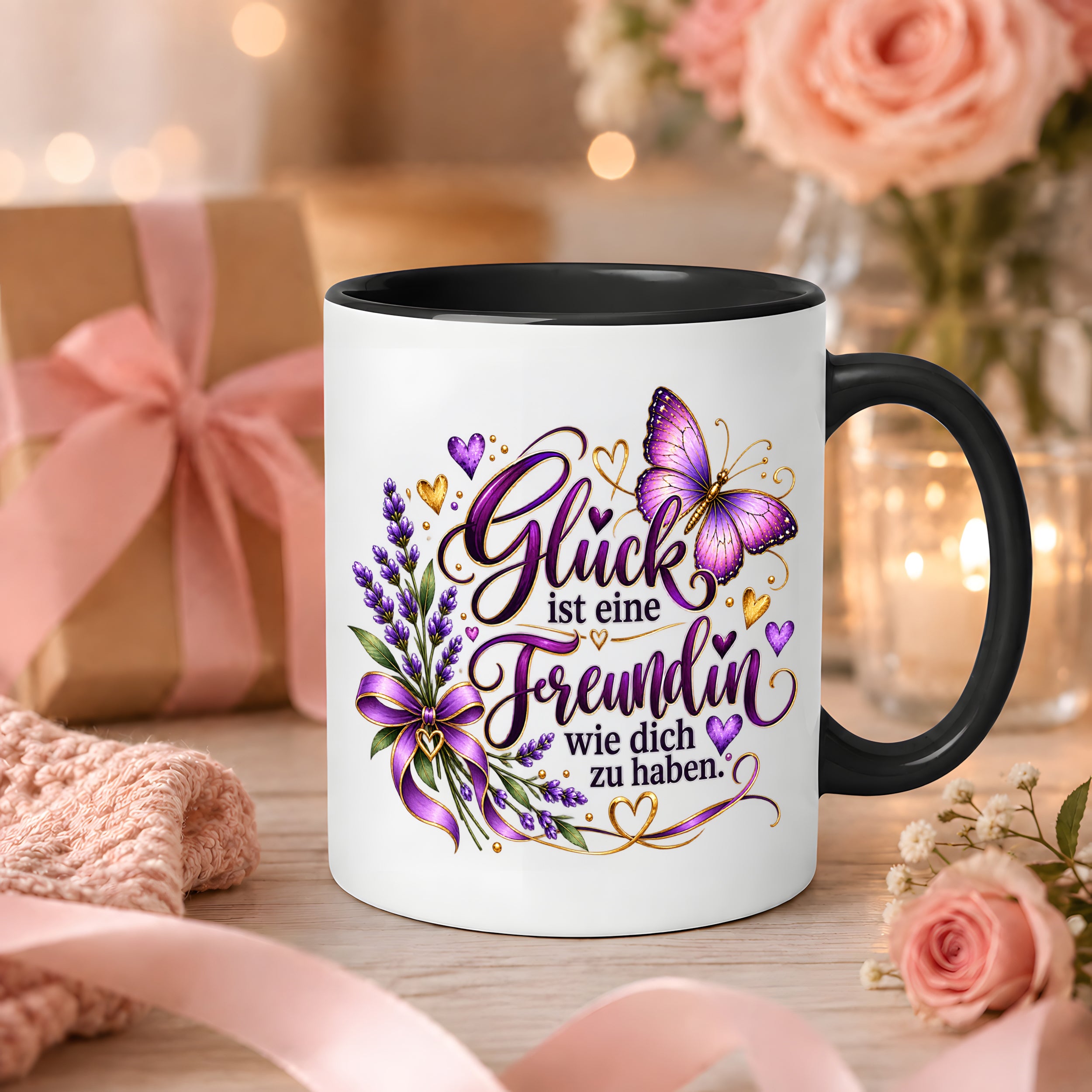 Herzbotschaft Tasse Freundin – Glück ist eine Freundin wie dich zu haben