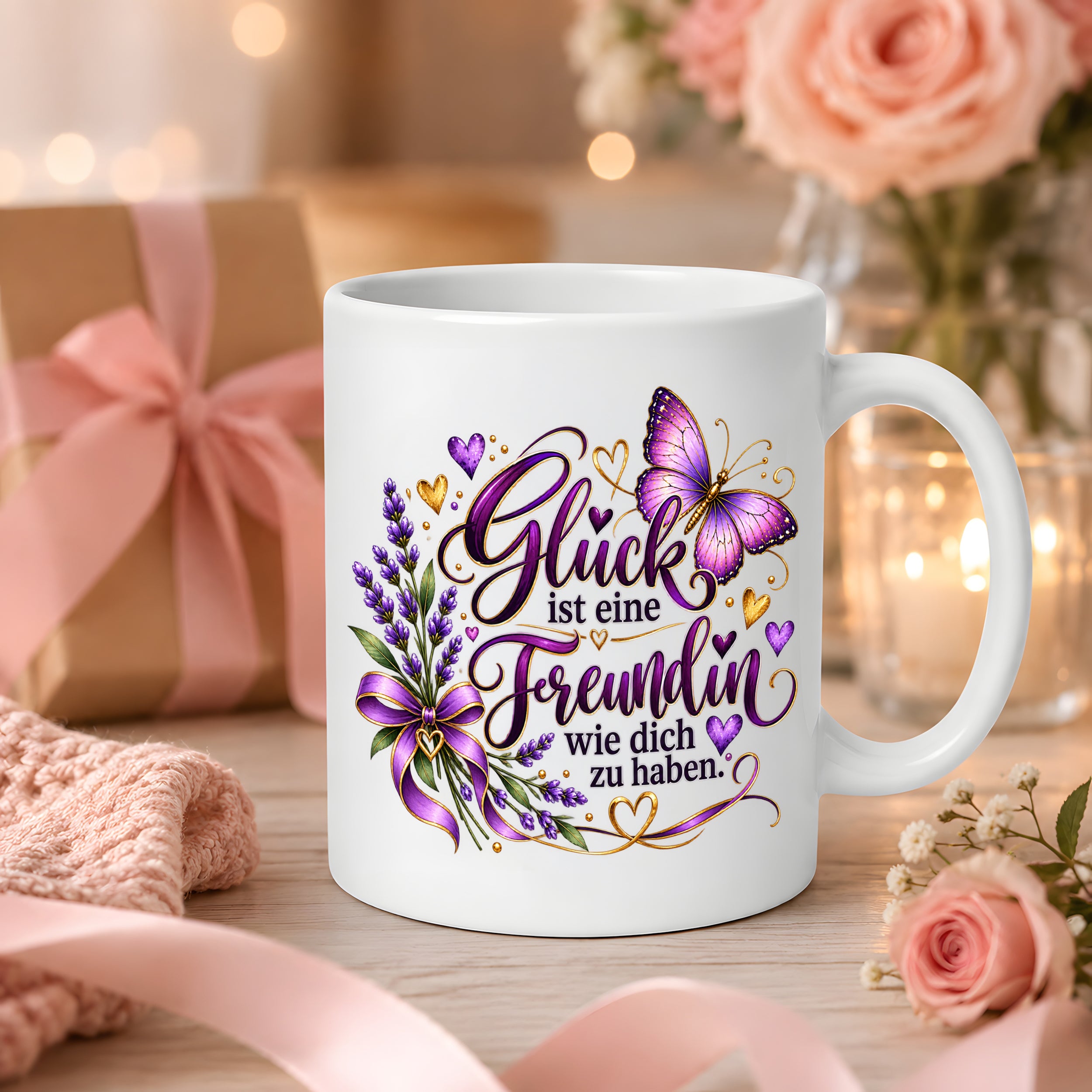 Herzbotschaft Tasse Freundin – Glück ist eine Freundin wie dich zu haben