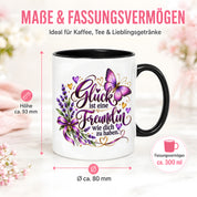 Herzbotschaft Tasse Freundin – Glück ist eine Freundin wie dich zu haben