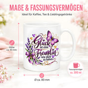 Herzbotschaft Tasse Freundin – Glück ist eine Freundin wie dich zu haben