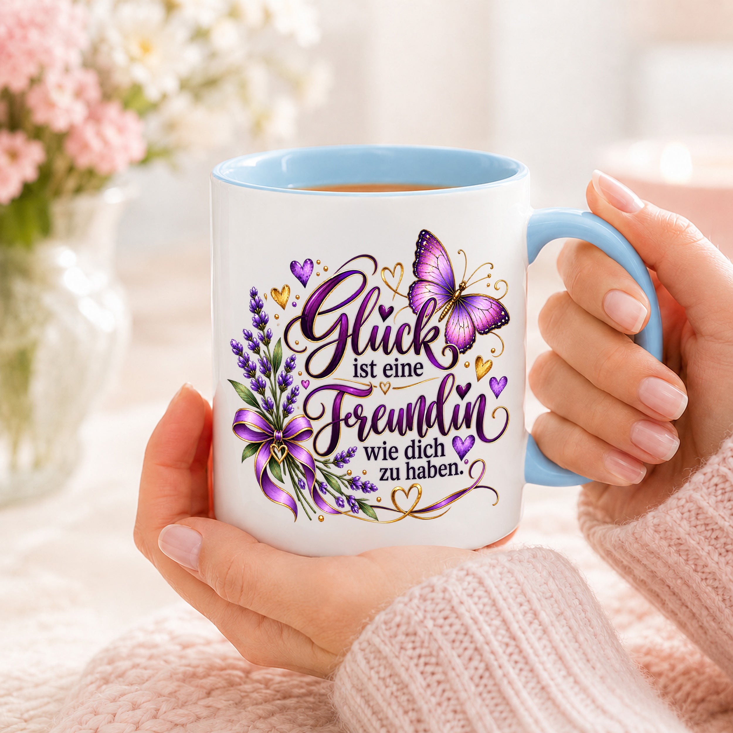 Herzbotschaft Tasse Freundin – Glück ist eine Freundin wie dich zu haben