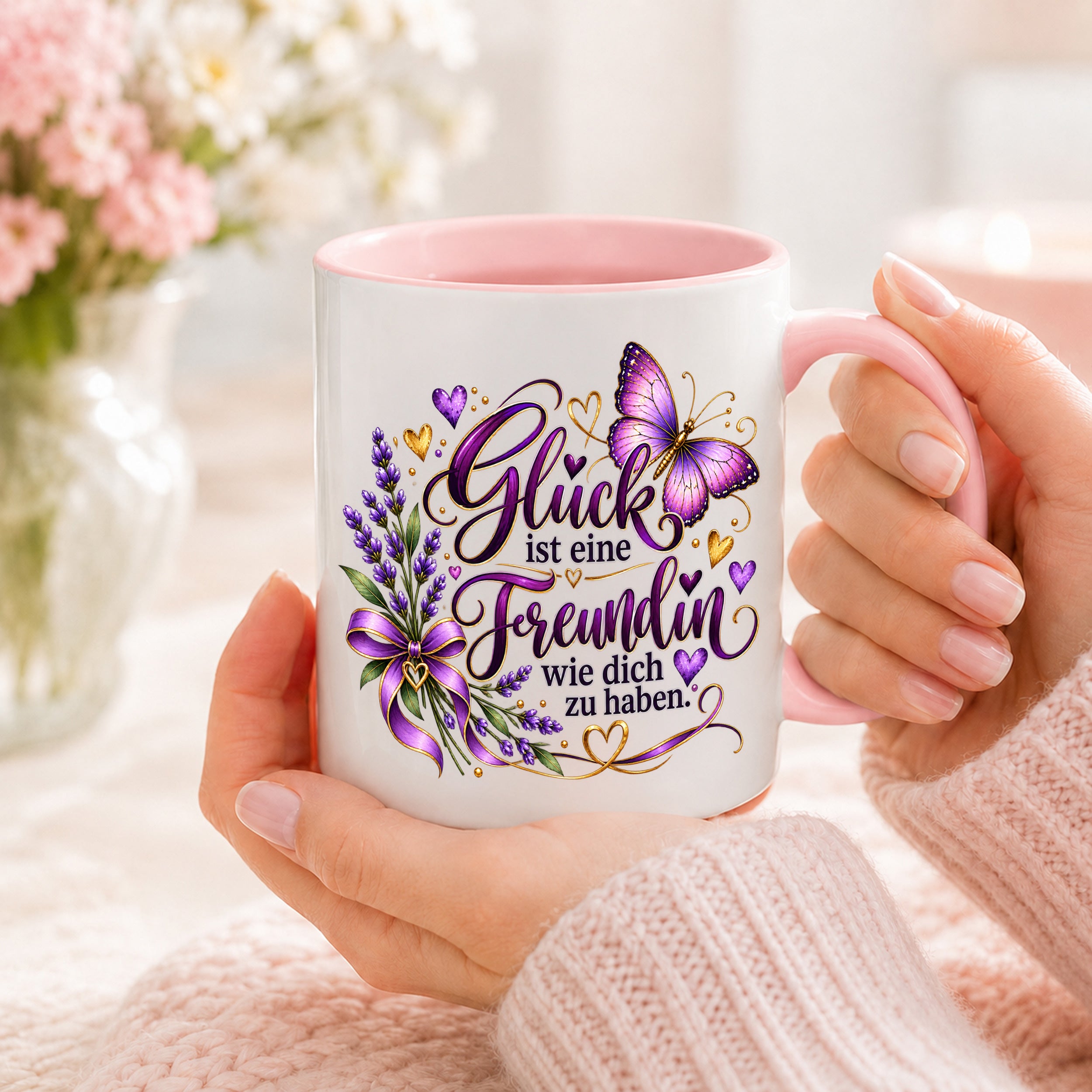 Herzbotschaft Tasse Freundin – Glück ist eine Freundin wie dich zu haben