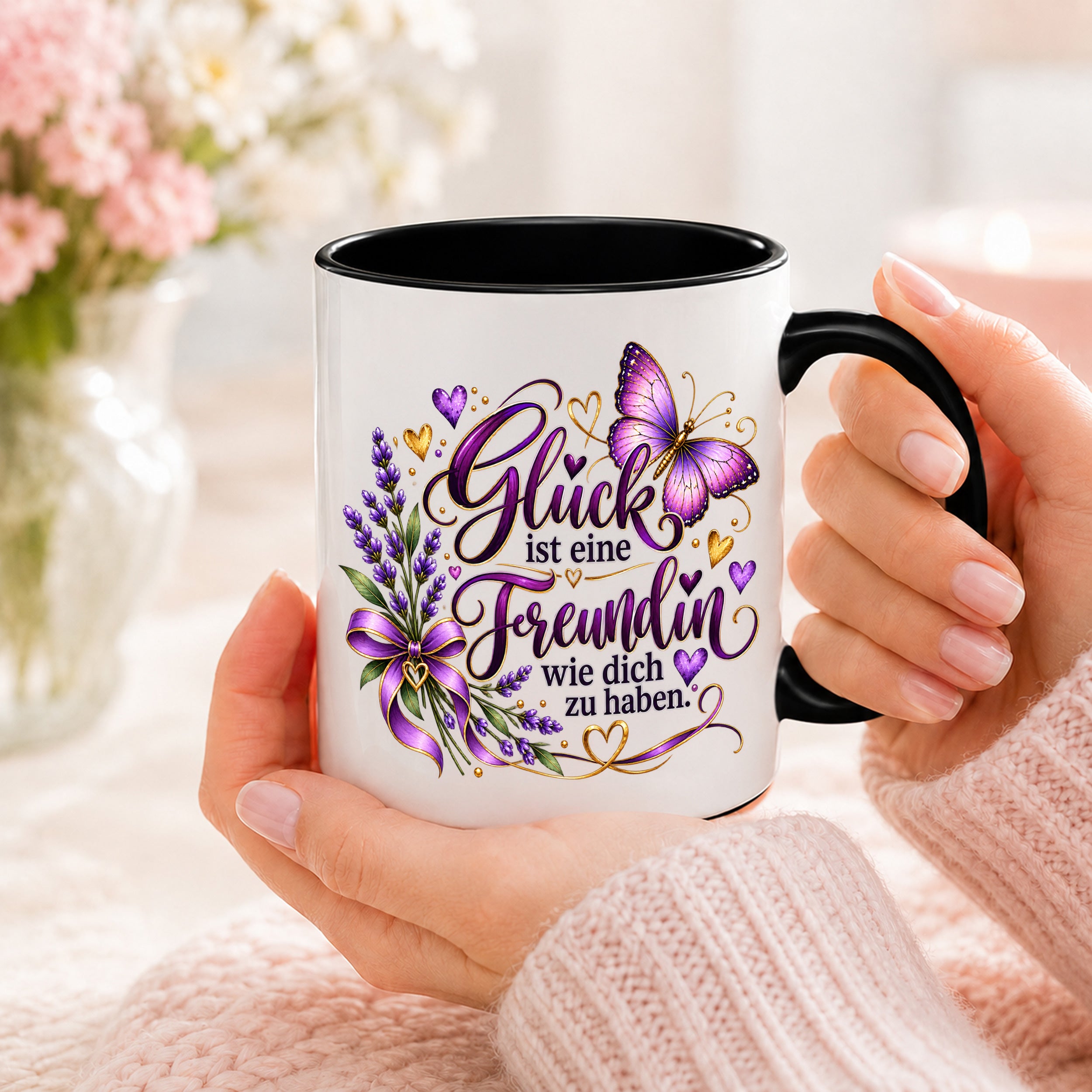 Herzbotschaft Tasse Freundin – Glück ist eine Freundin wie dich zu haben