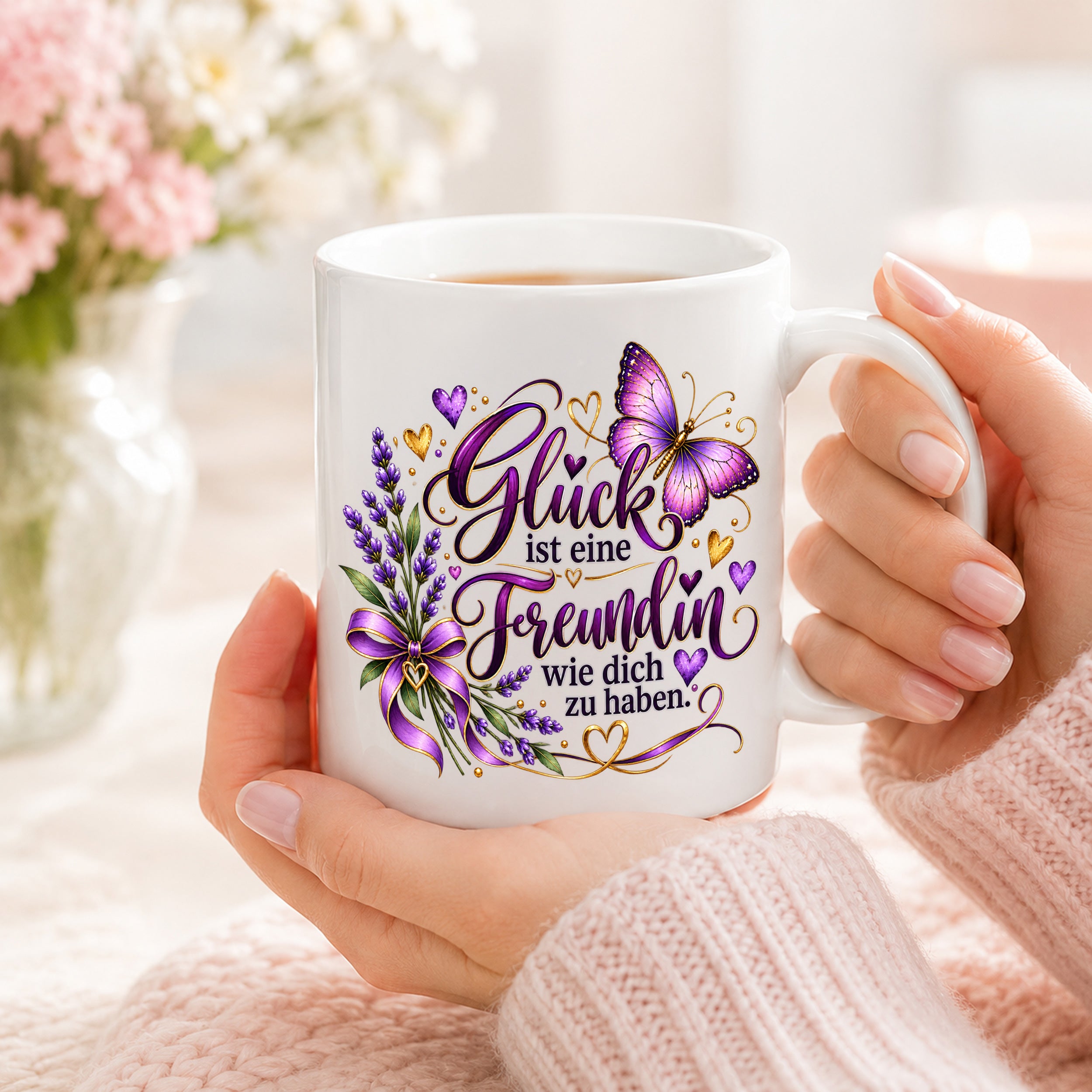 Herzbotschaft Tasse Freundin – Glück ist eine Freundin wie dich zu haben
