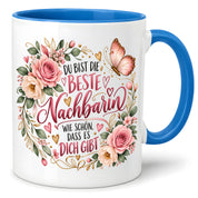 Herzbotschaft Tasse Beste Nachbarin – Schön, dass es dich gibt – Geschenk