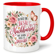 Herzbotschaft Tasse Beste Nachbarin – Schön, dass es dich gibt – Geschenk