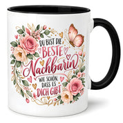 Herzbotschaft Tasse Beste Nachbarin – Schön, dass es dich gibt – Geschenk
