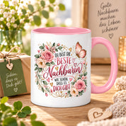 Herzbotschaft Tasse Beste Nachbarin – Schön, dass es dich gibt – Geschenk
