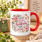 Herzbotschaft Tasse Beste Nachbarin – Schön, dass es dich gibt – Geschenk