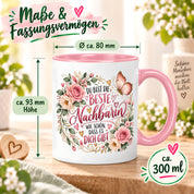 Herzbotschaft Tasse Beste Nachbarin – Schön, dass es dich gibt – Geschenk