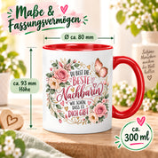 Herzbotschaft Tasse Beste Nachbarin – Schön, dass es dich gibt – Geschenk