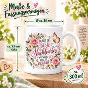 Herzbotschaft Tasse Beste Nachbarin – Schön, dass es dich gibt – Geschenk