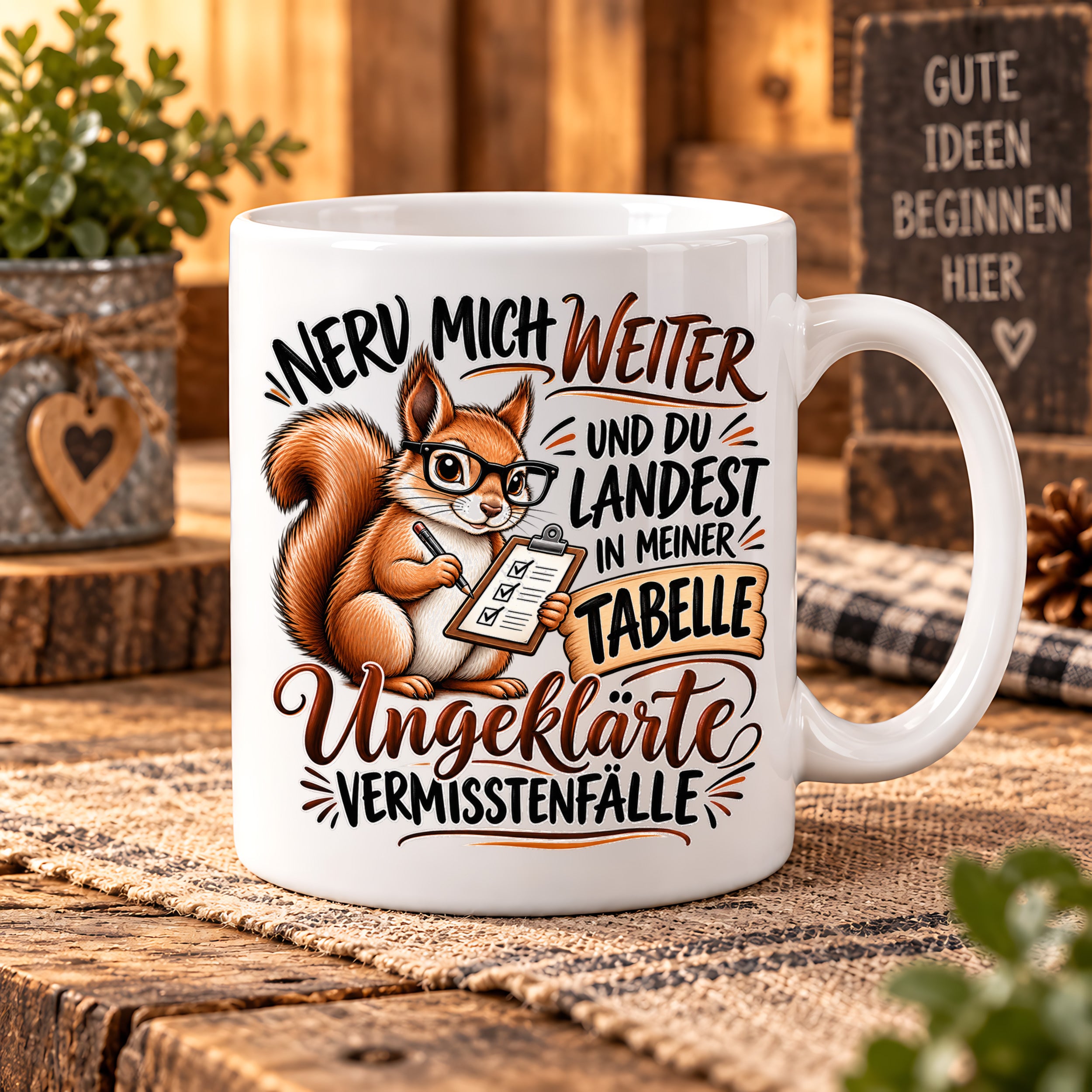 Herzbotschaft Tasse Nerv mich weiter – Lustige Eichhörnchen Tasse Geschenk