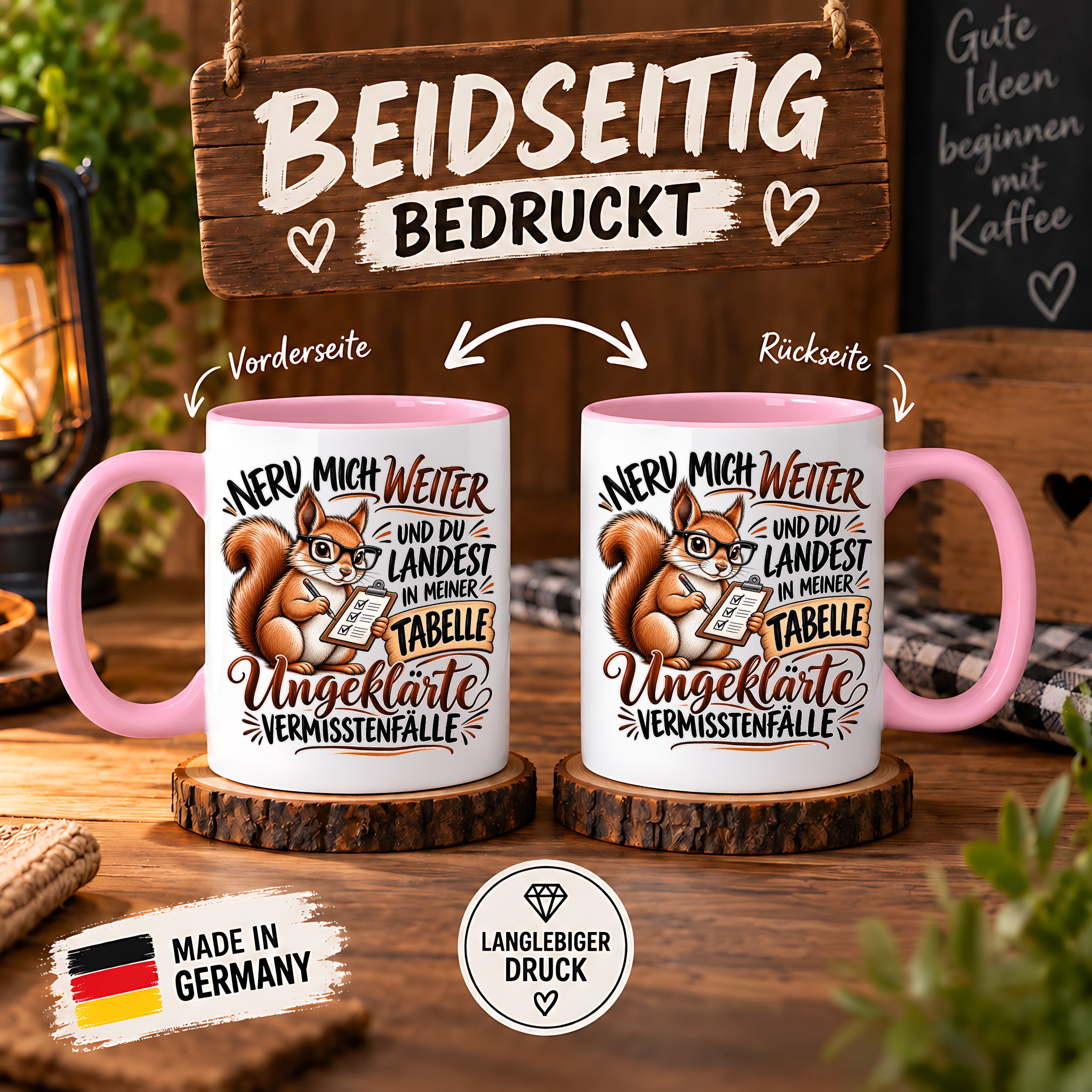 Herzbotschaft Tasse Nerv mich weiter – Lustige Eichhörnchen Tasse Geschenk