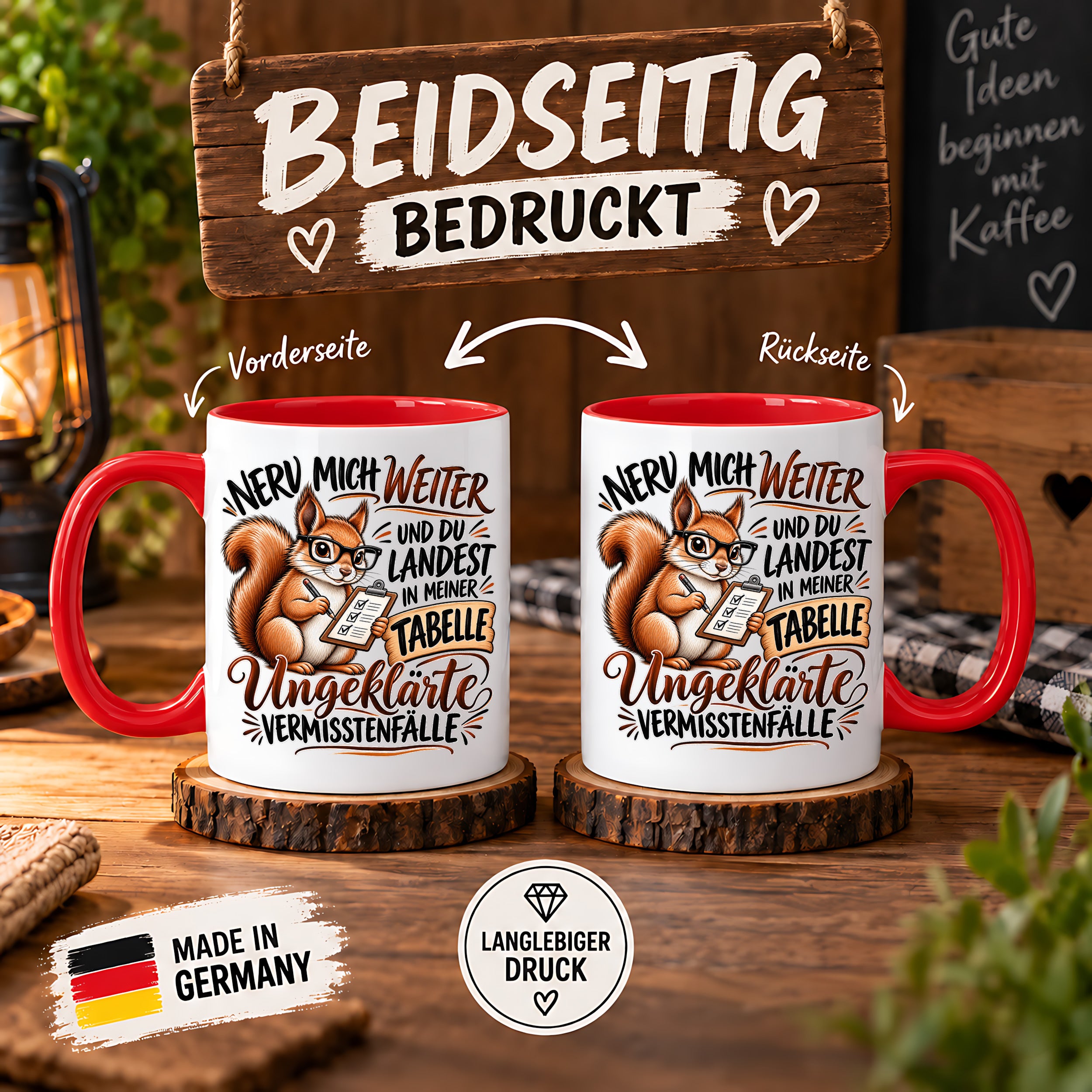 Herzbotschaft Tasse Nerv mich weiter – Lustige Eichhörnchen Tasse Geschenk