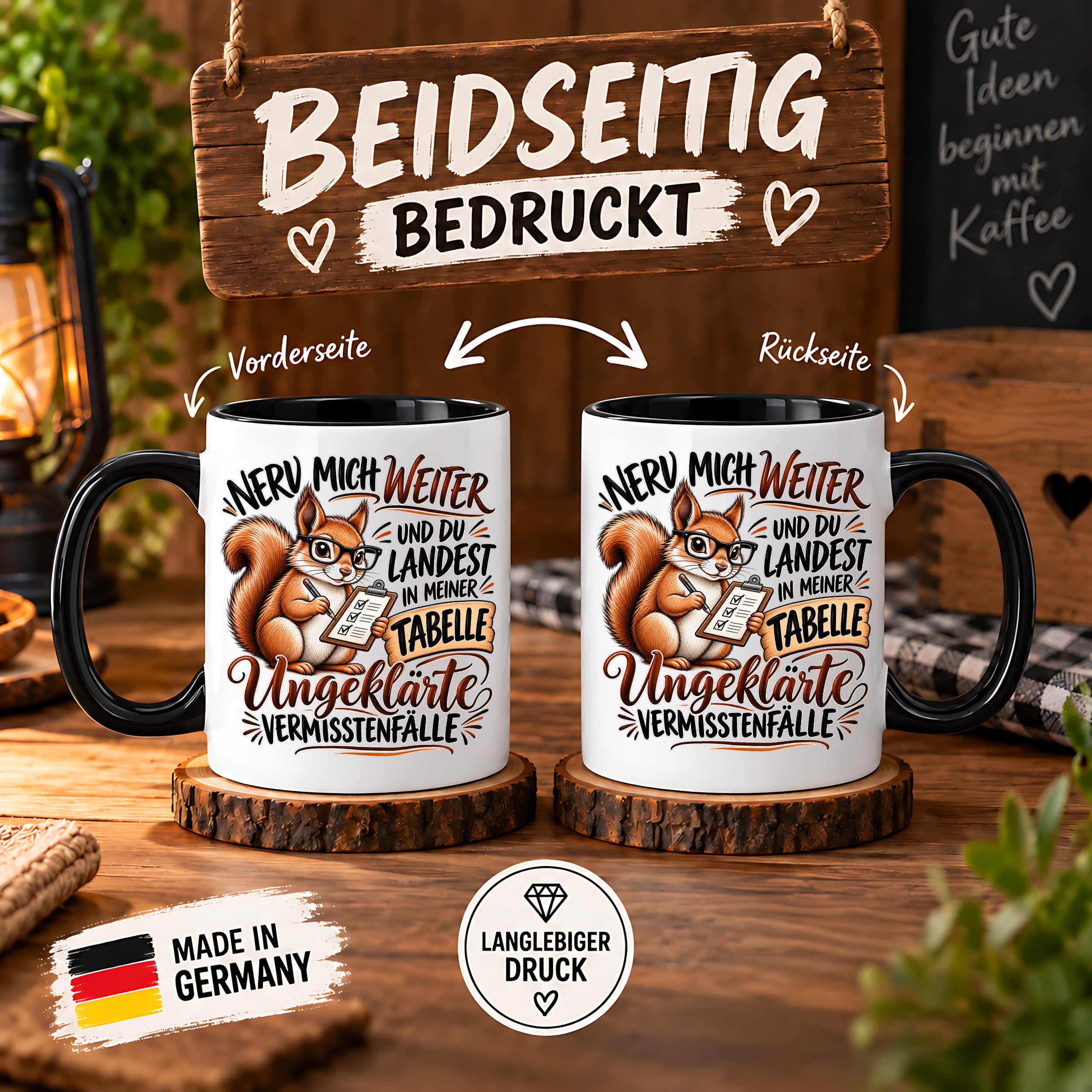 Herzbotschaft Tasse Nerv mich weiter – Lustige Eichhörnchen Tasse Geschenk