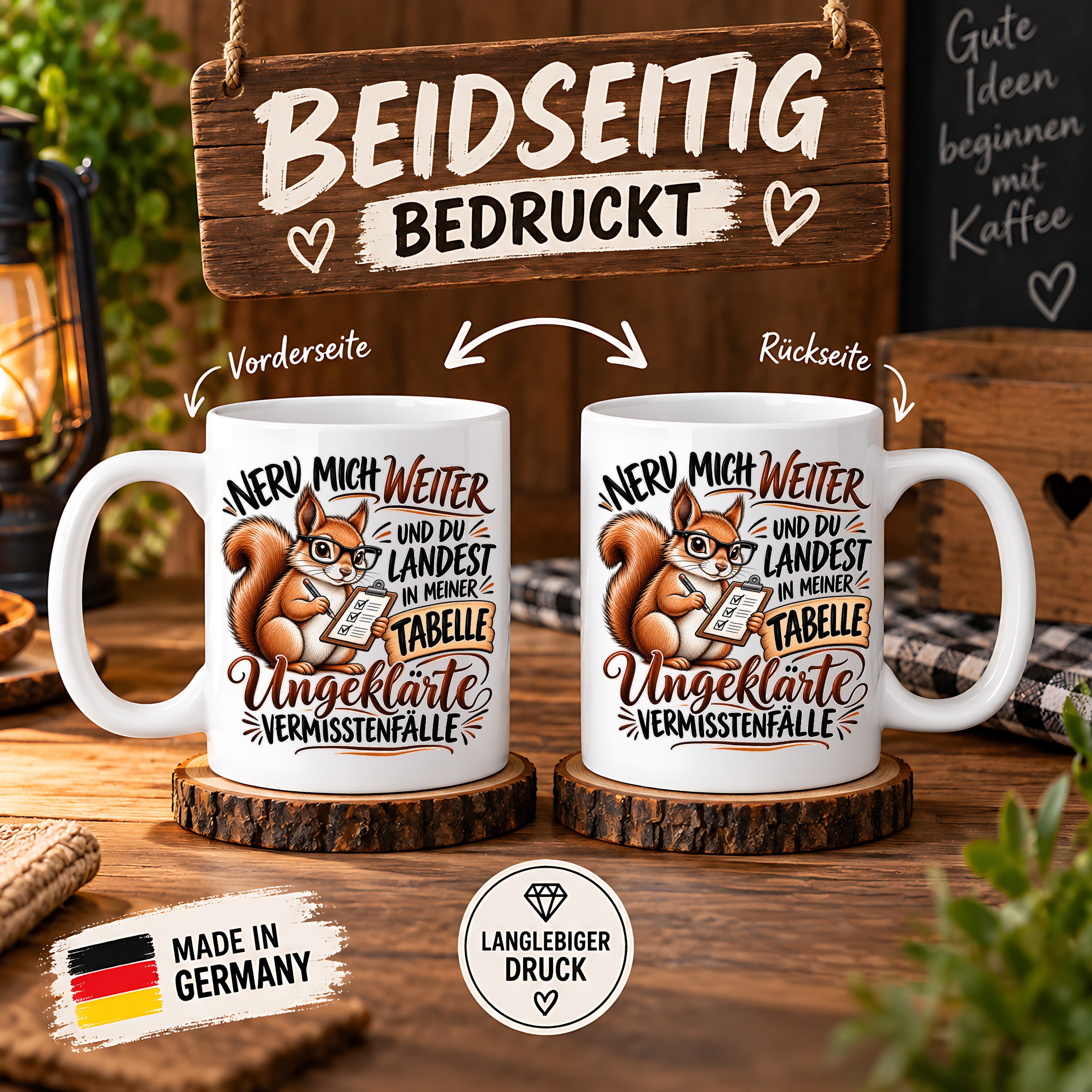 Herzbotschaft Tasse Nerv mich weiter – Lustige Eichhörnchen Tasse Geschenk
