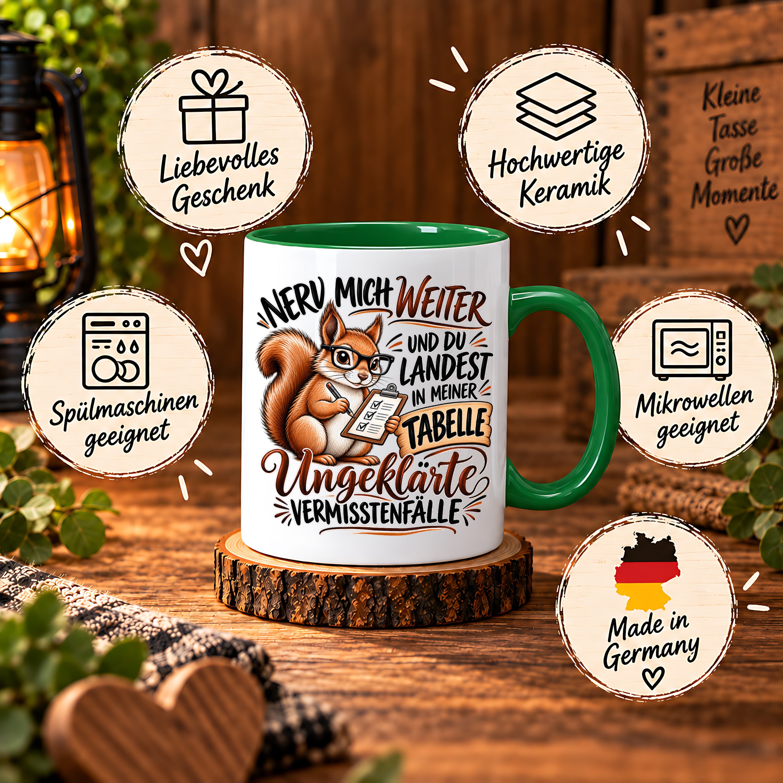Herzbotschaft Tasse Nerv mich weiter – Lustige Eichhörnchen Tasse Geschenk