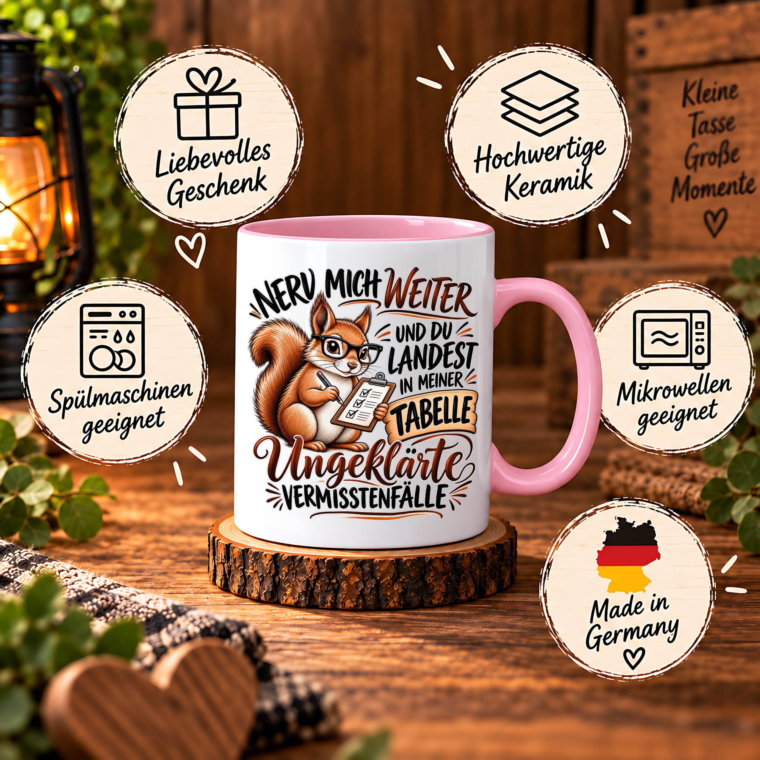 Herzbotschaft Tasse Nerv mich weiter – Lustige Eichhörnchen Tasse Geschenk