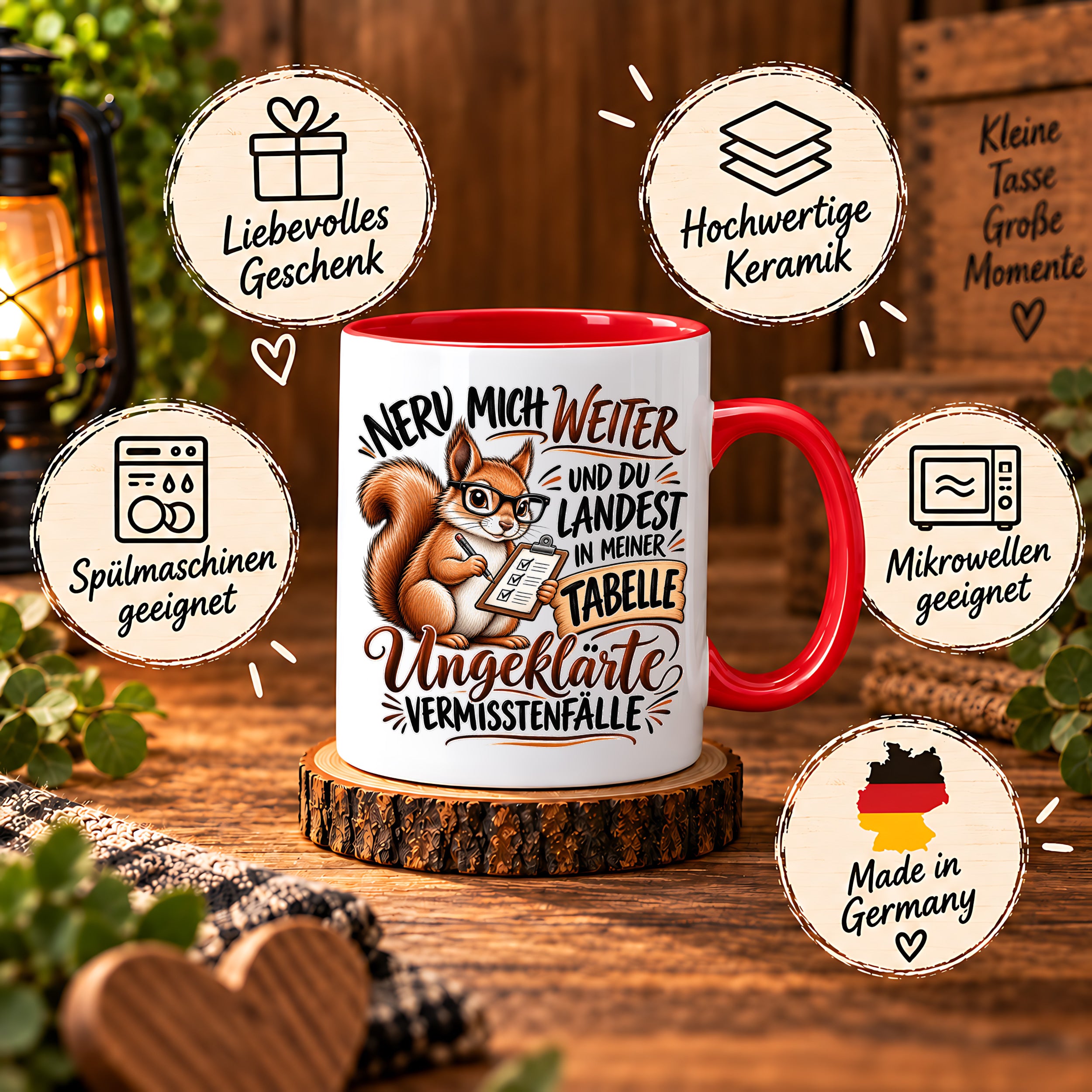 Herzbotschaft Tasse Nerv mich weiter – Lustige Eichhörnchen Tasse Geschenk