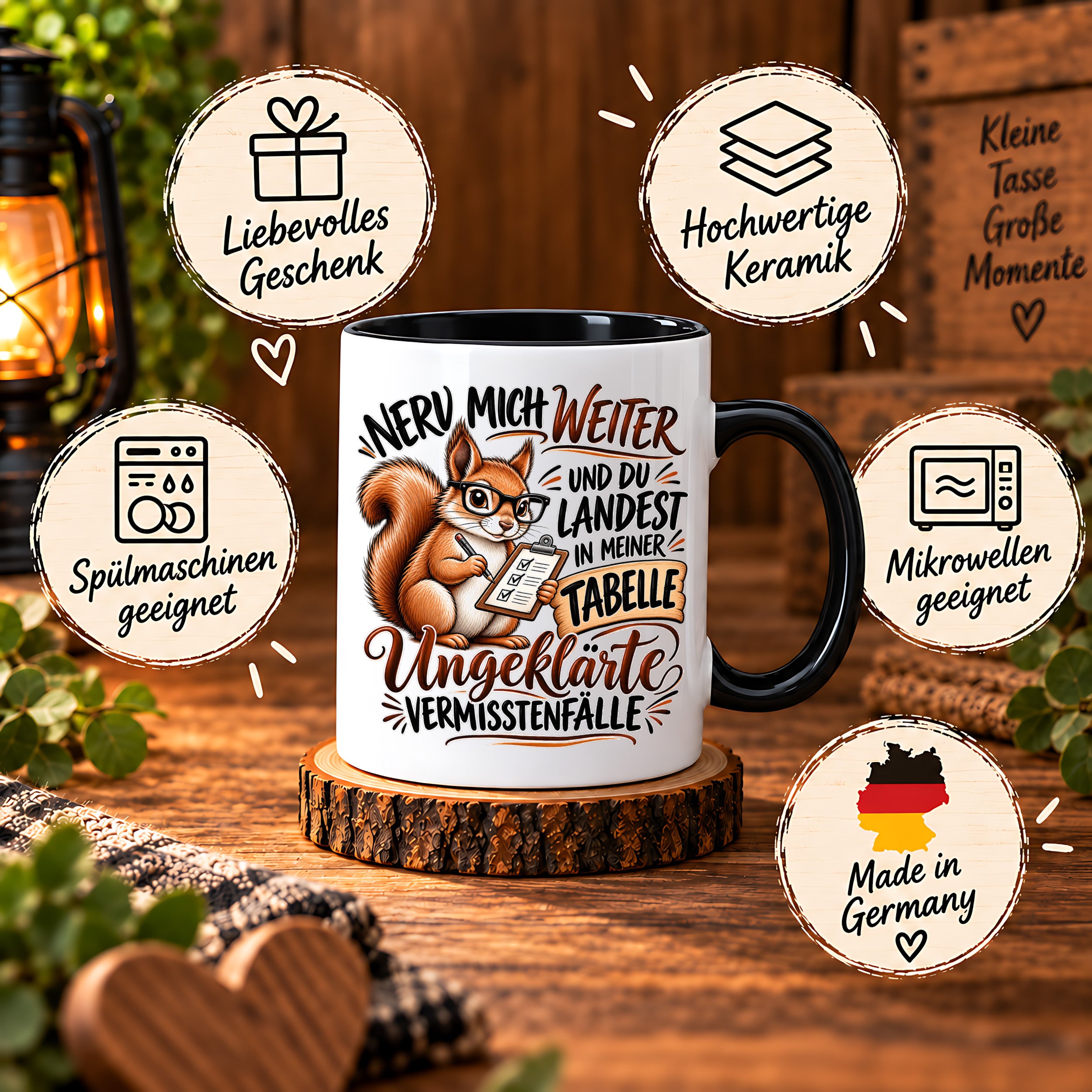 Herzbotschaft Tasse Nerv mich weiter – Lustige Eichhörnchen Tasse Geschenk