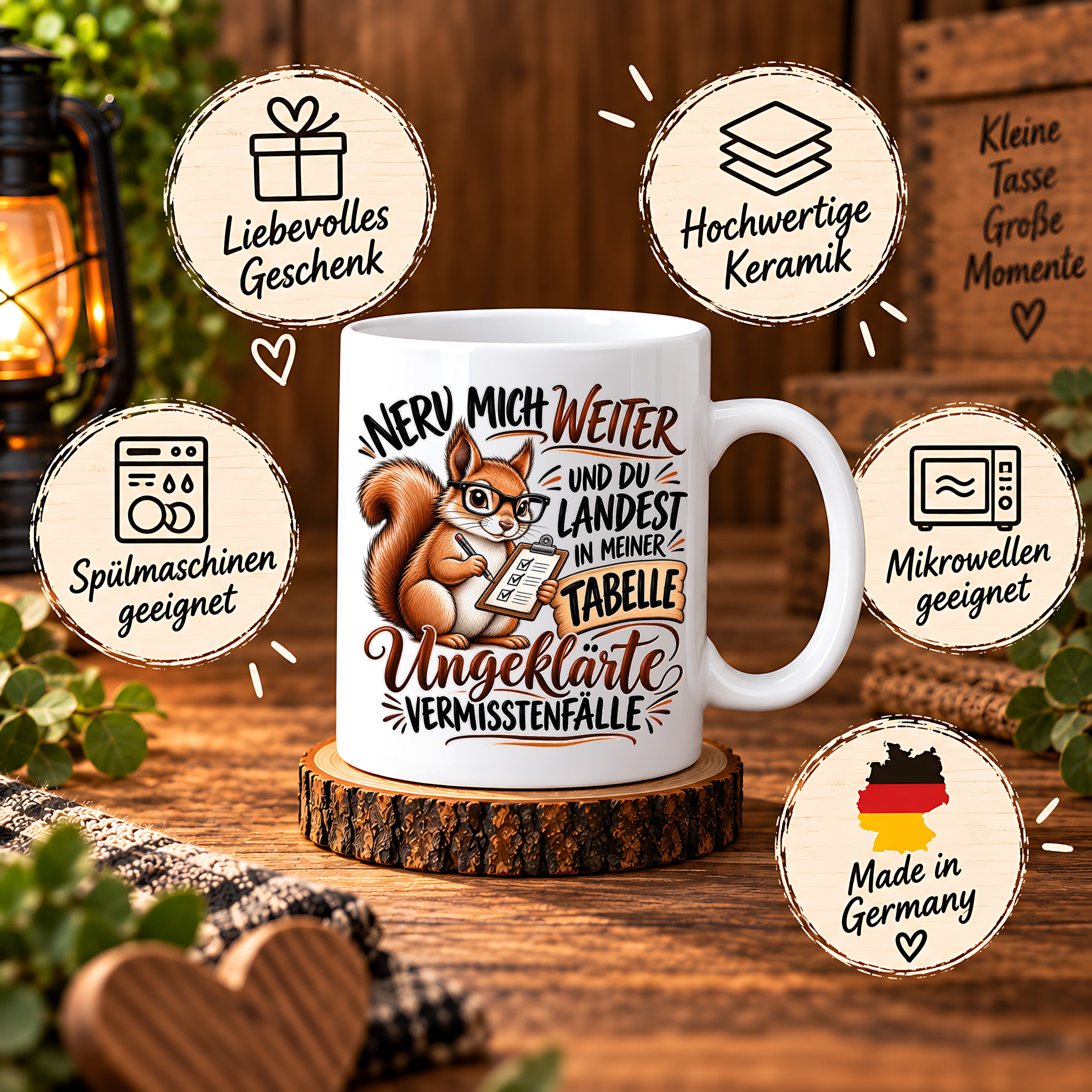 Herzbotschaft Tasse Nerv mich weiter – Lustige Eichhörnchen Tasse Geschenk