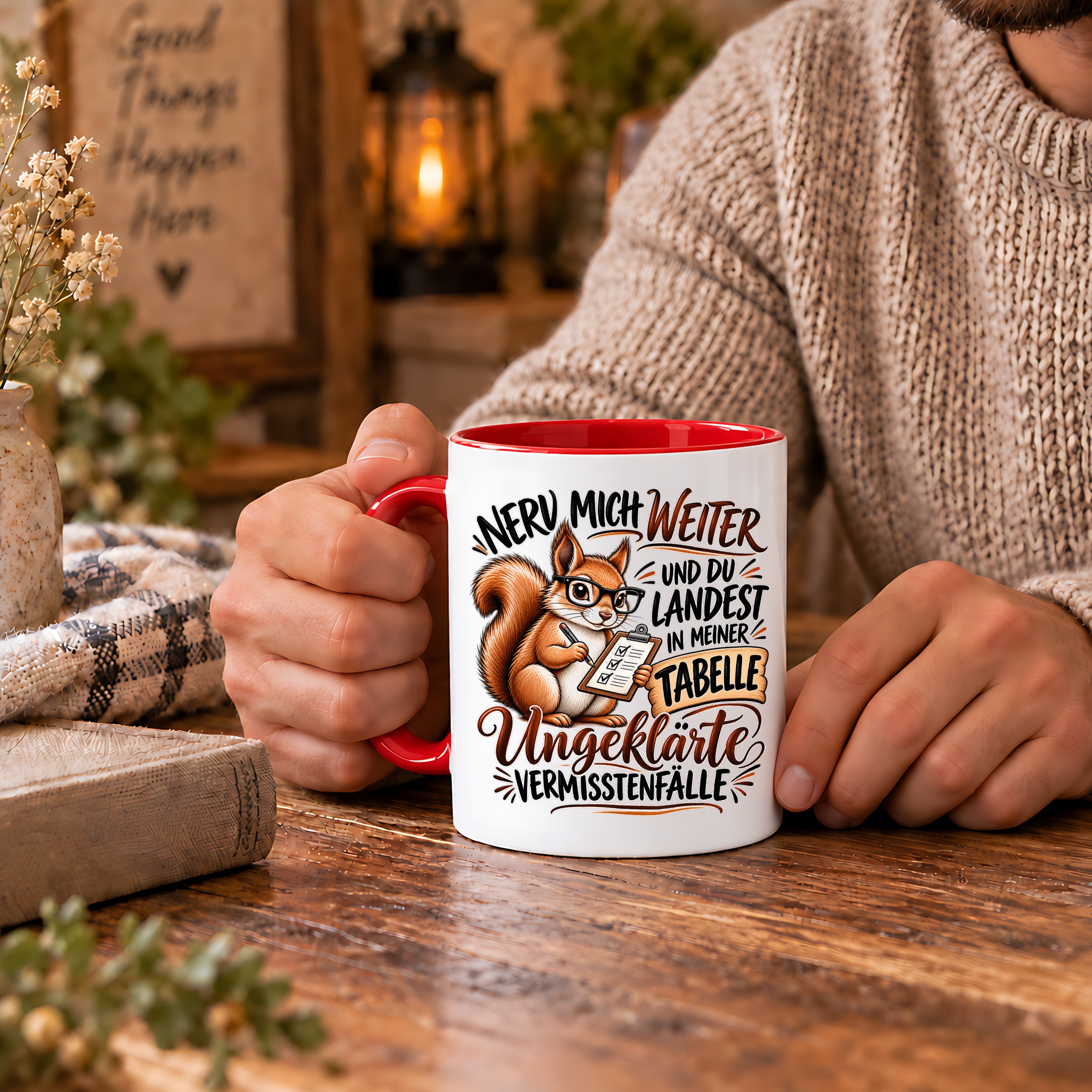 Herzbotschaft Tasse Nerv mich weiter – Lustige Eichhörnchen Tasse Geschenk