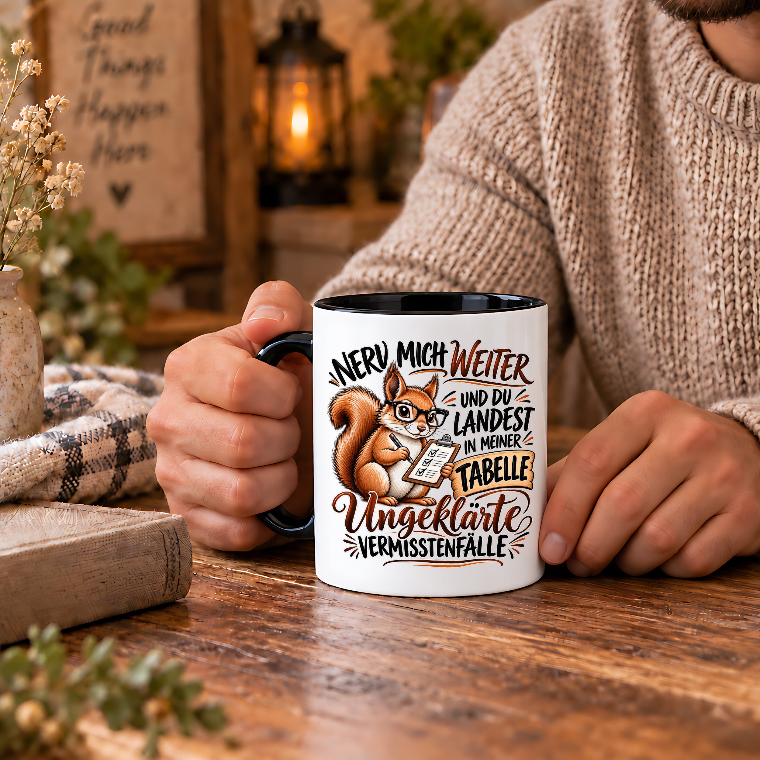 Herzbotschaft Tasse Nerv mich weiter – Lustige Eichhörnchen Tasse Geschenk