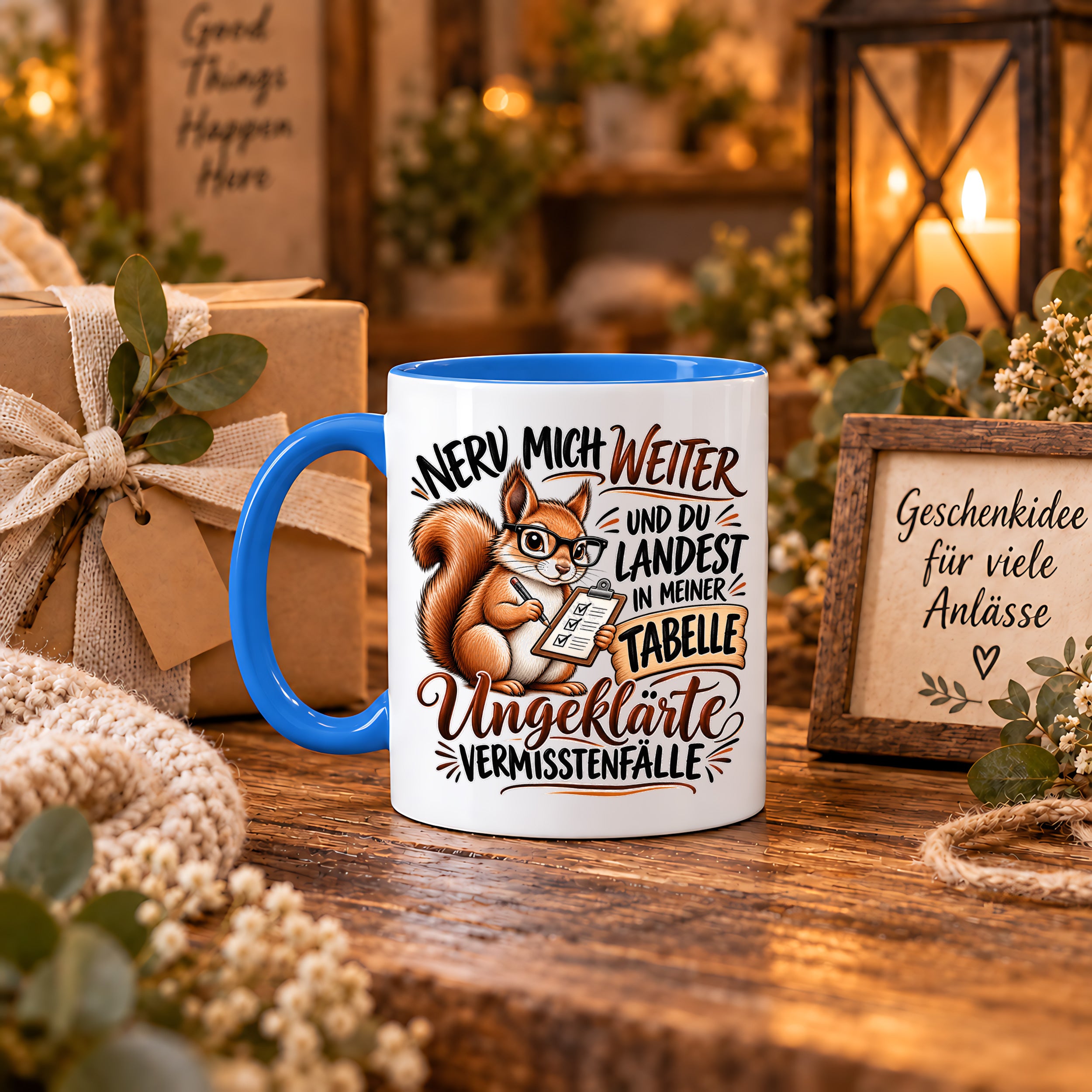 Herzbotschaft Tasse Nerv mich weiter – Lustige Eichhörnchen Tasse Geschenk