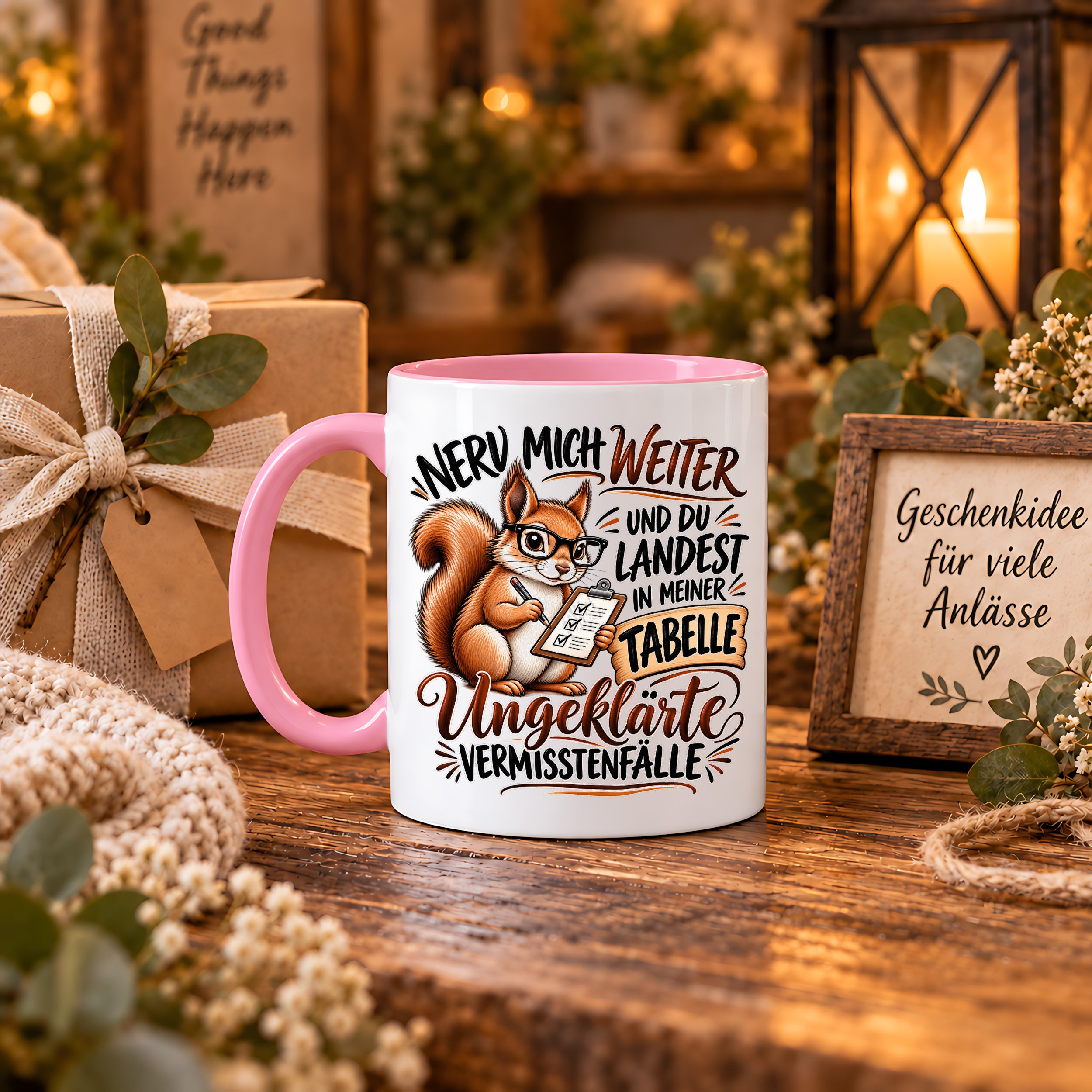 Herzbotschaft Tasse Nerv mich weiter – Lustige Eichhörnchen Tasse Geschenk