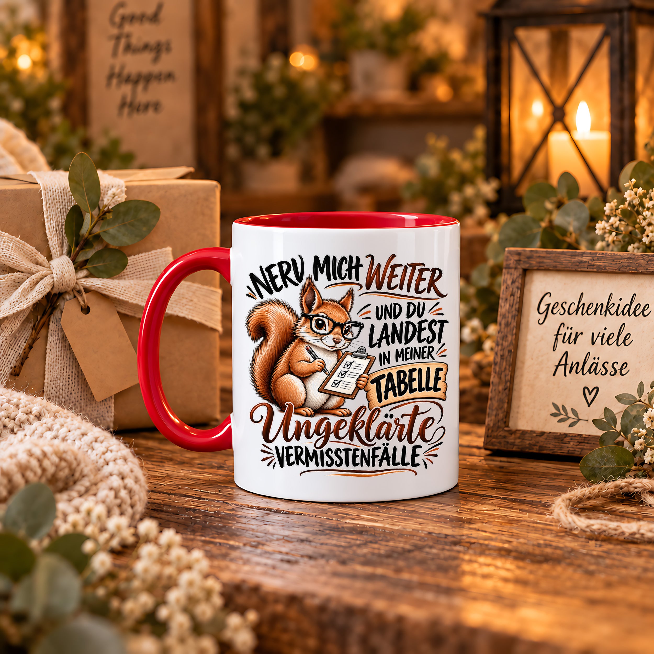 Herzbotschaft Tasse Nerv mich weiter – Lustige Eichhörnchen Tasse Geschenk