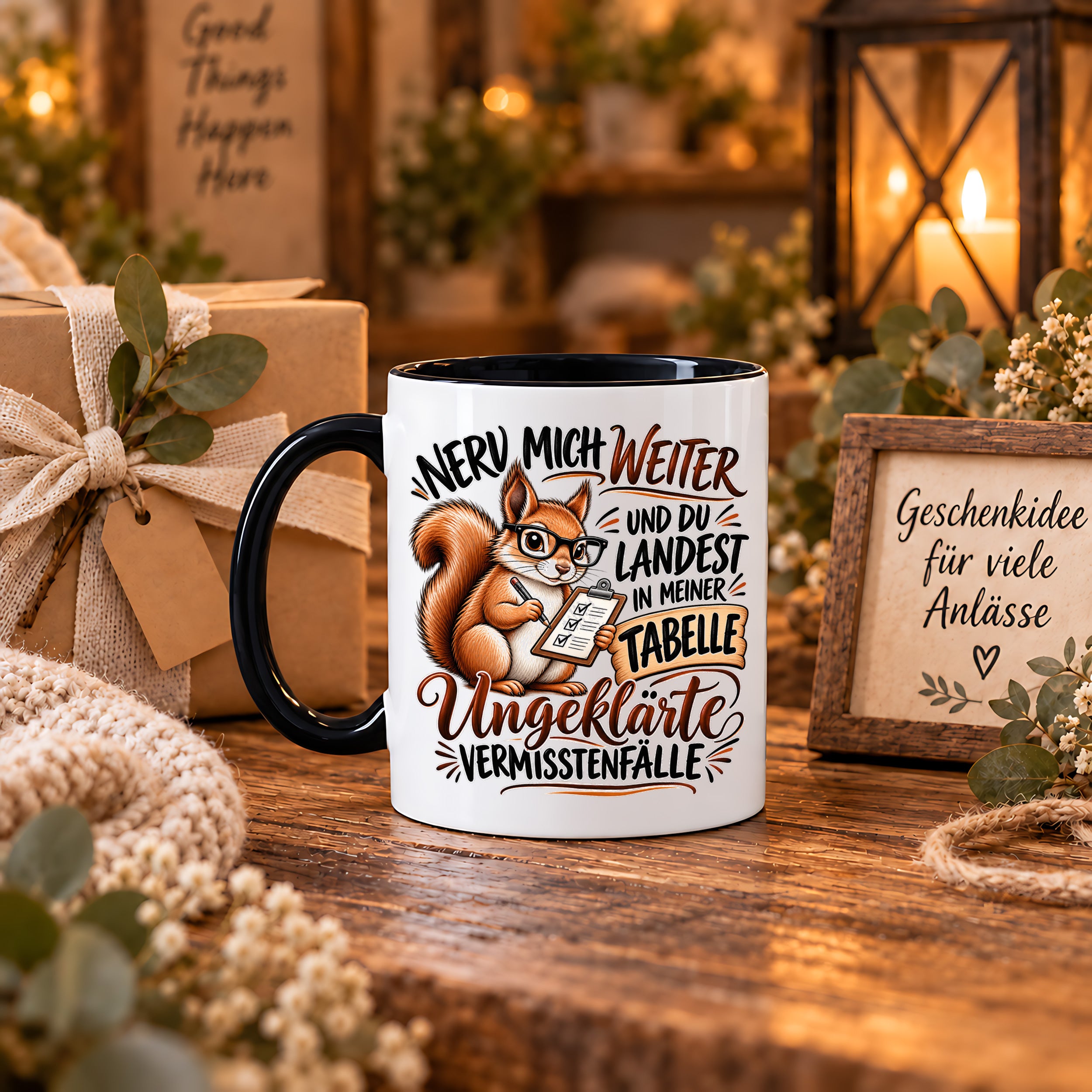 Herzbotschaft Tasse Nerv mich weiter – Lustige Eichhörnchen Tasse Geschenk
