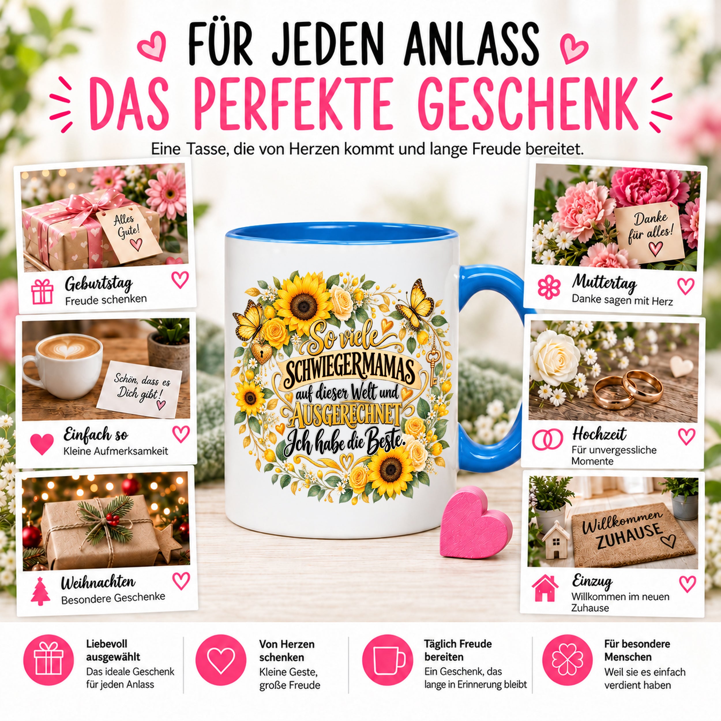 Herzbotschaft Tasse Schwiegermama – Ich habe die Beste – Geschenk