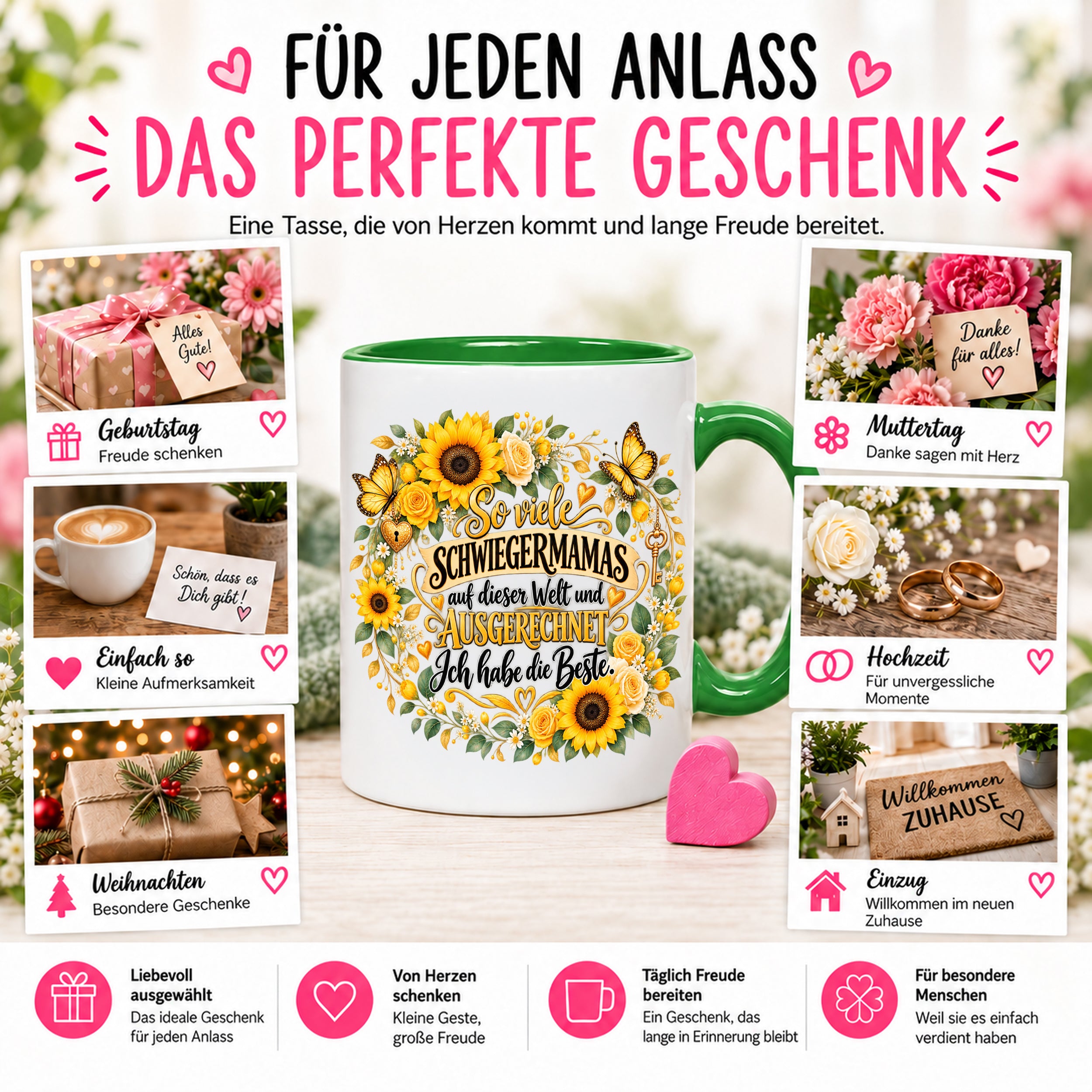 Herzbotschaft Tasse Schwiegermama – Ich habe die Beste – Geschenk