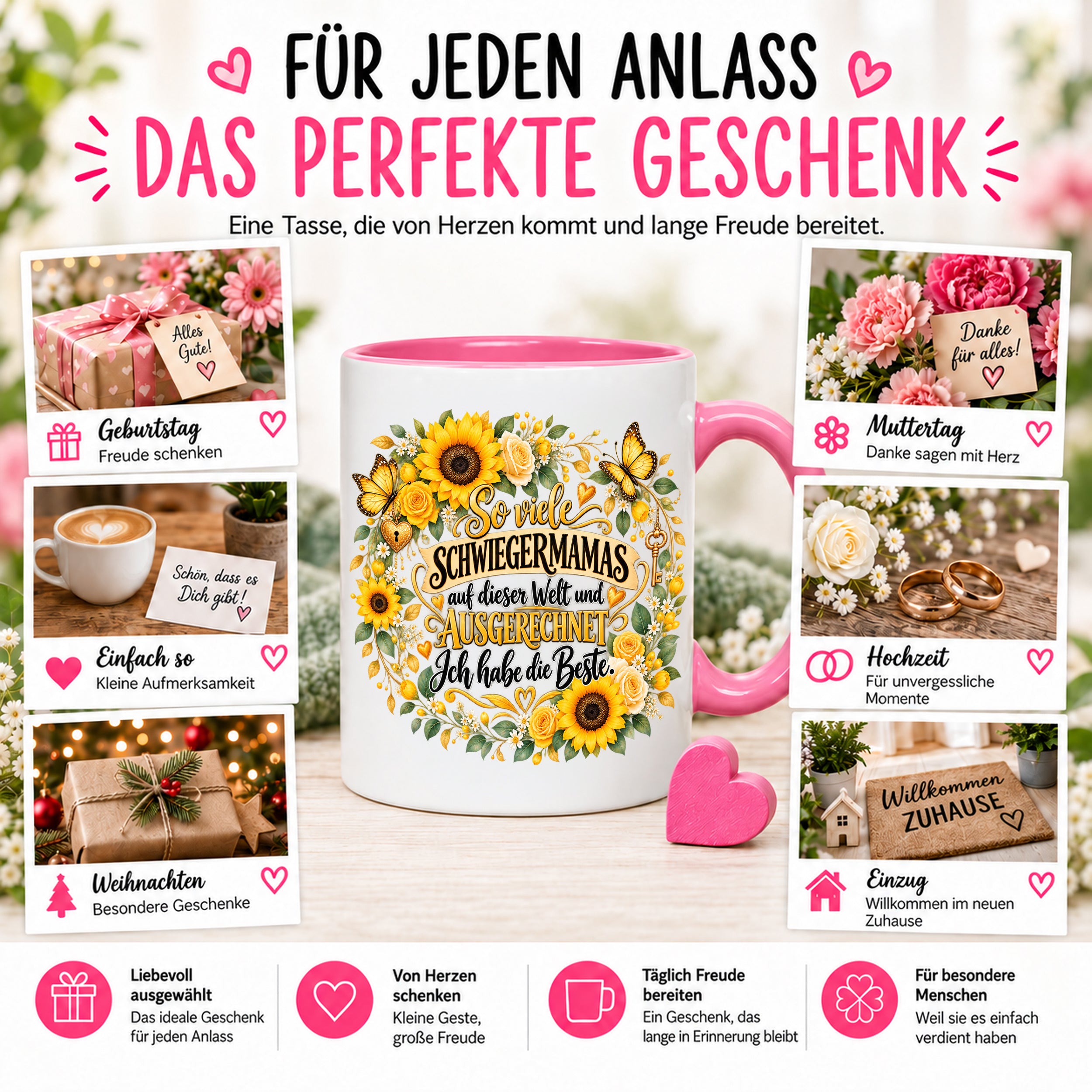 Herzbotschaft Tasse Schwiegermama – Ich habe die Beste – Geschenk