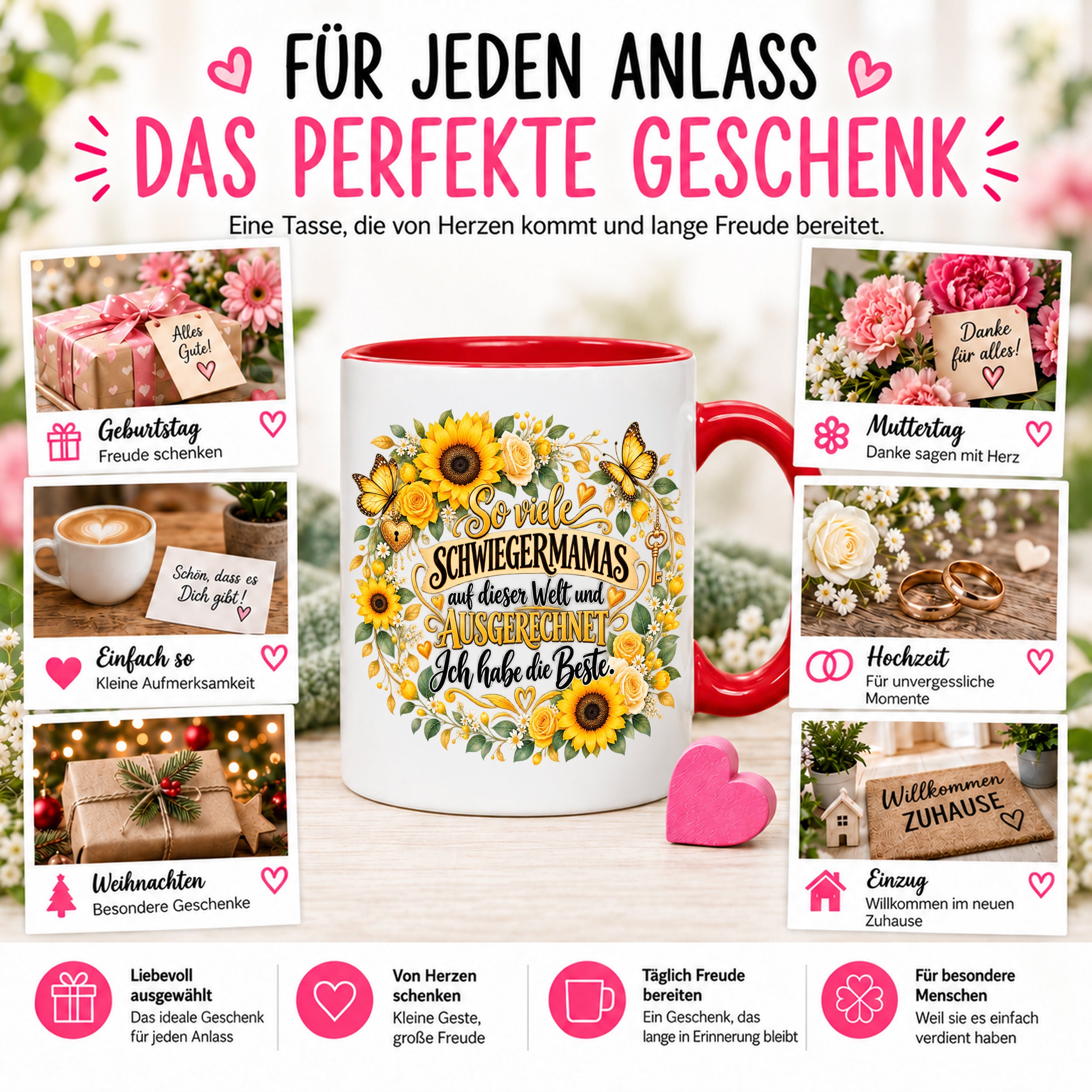 Herzbotschaft Tasse Schwiegermama – Ich habe die Beste – Geschenk