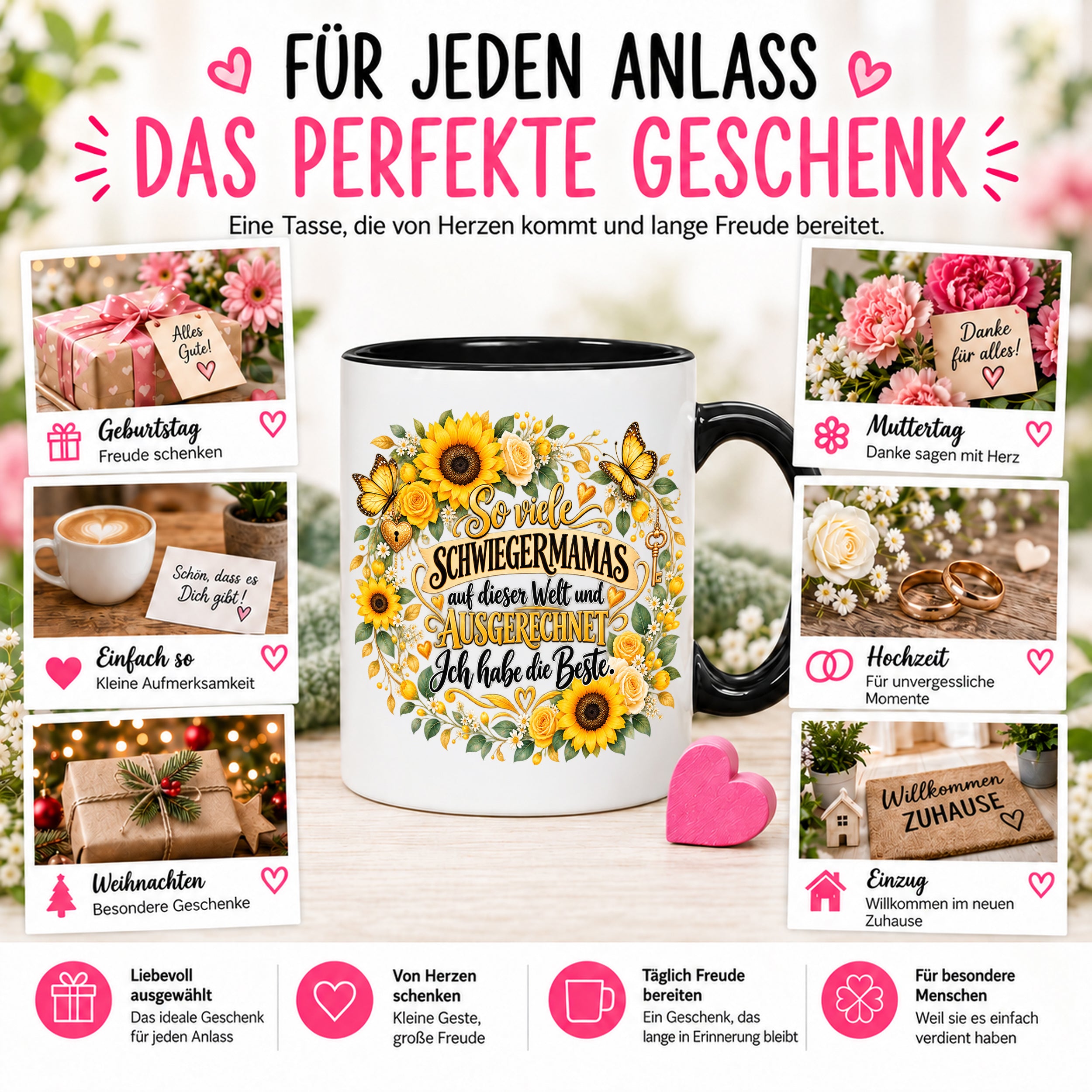 Herzbotschaft Tasse Schwiegermama – Ich habe die Beste – Geschenk