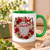 Herzbotschaft Tasse Schwester – Unsere Wege mögen sich ändern – Geschenk