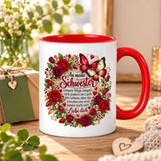 Herzbotschaft Tasse Schwester – Unsere Wege mögen sich ändern – Geschenk