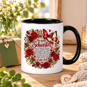 Herzbotschaft Tasse Schwester – Unsere Wege mögen sich ändern – Geschenk