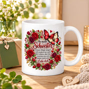 Herzbotschaft Tasse Schwester – Unsere Wege mögen sich ändern – Geschenk