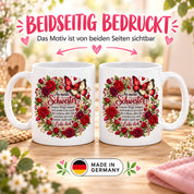 Herzbotschaft Tasse Schwester – Unsere Wege mögen sich ändern – Geschenk